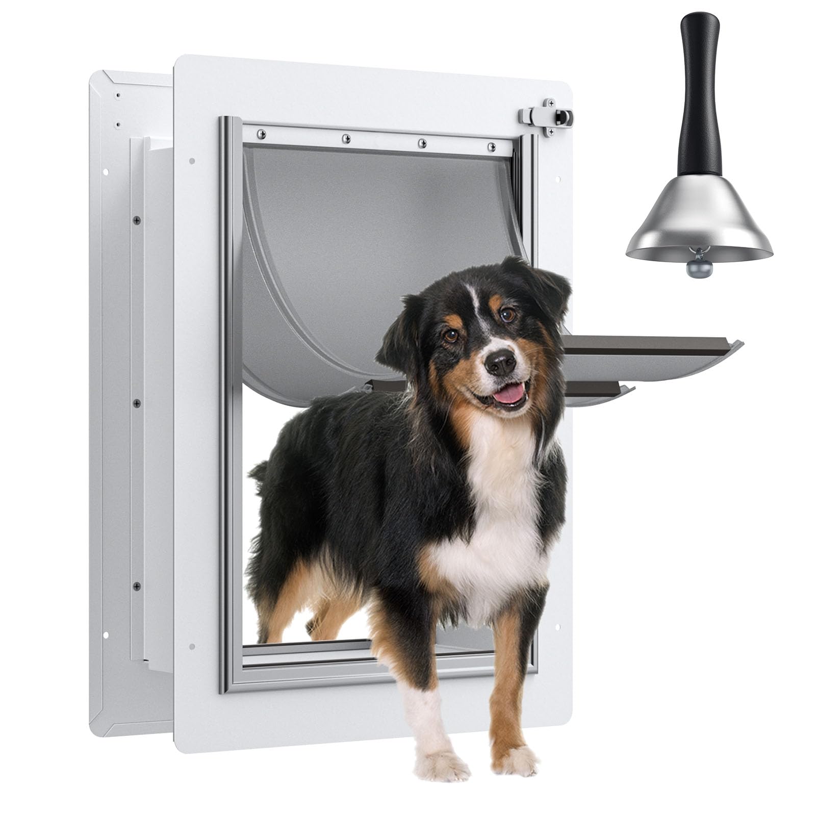 Pet Door For Wall Upgrade 2.0 With Secure Aluminum Lock, Steel Frame & Telescoping Tunnel, Double Silicone Flaps Dog Doggy Door 