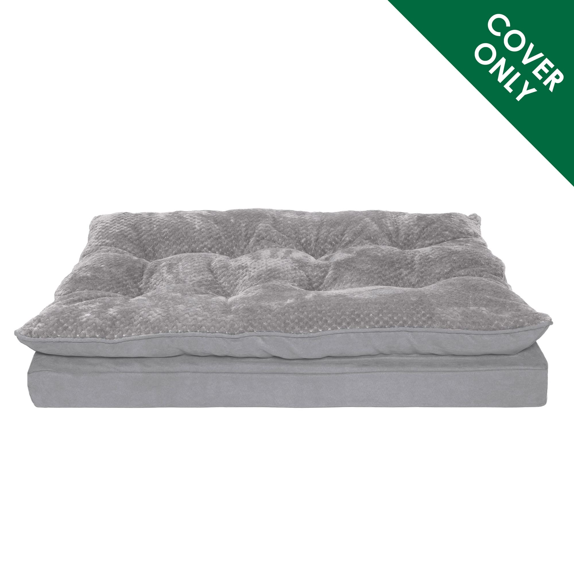 Furhaven Replacement Dog Bed Cover Minky Plush & Suede Pillow Top Mattress, Machine Washable - Titanium Gray, Large