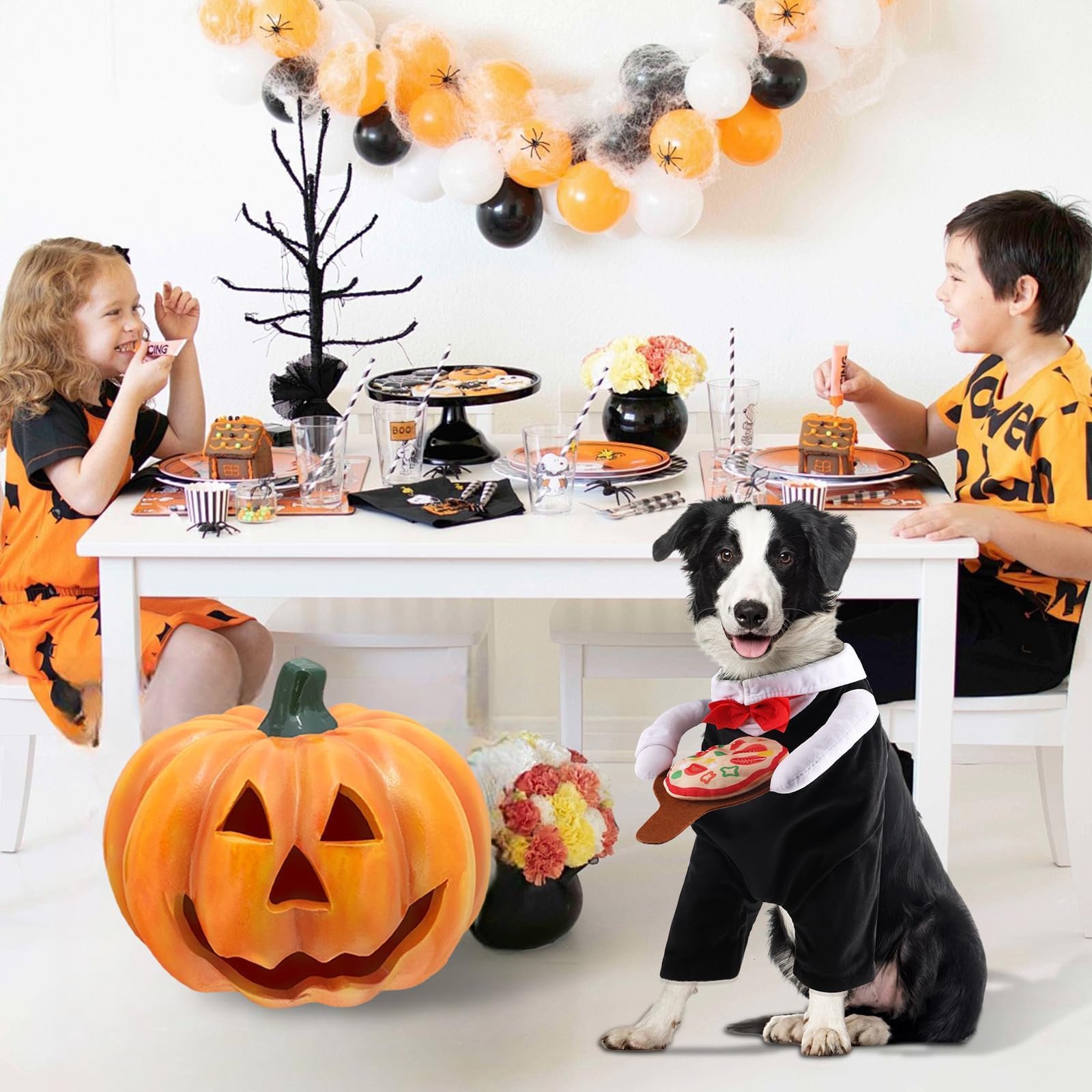 Nacoco Dog Halloween Waiter Costume - Pet Pizza Outfit Cute Funny Cosplay Clothes Apparel With Pizza Party Holiday For Small Med