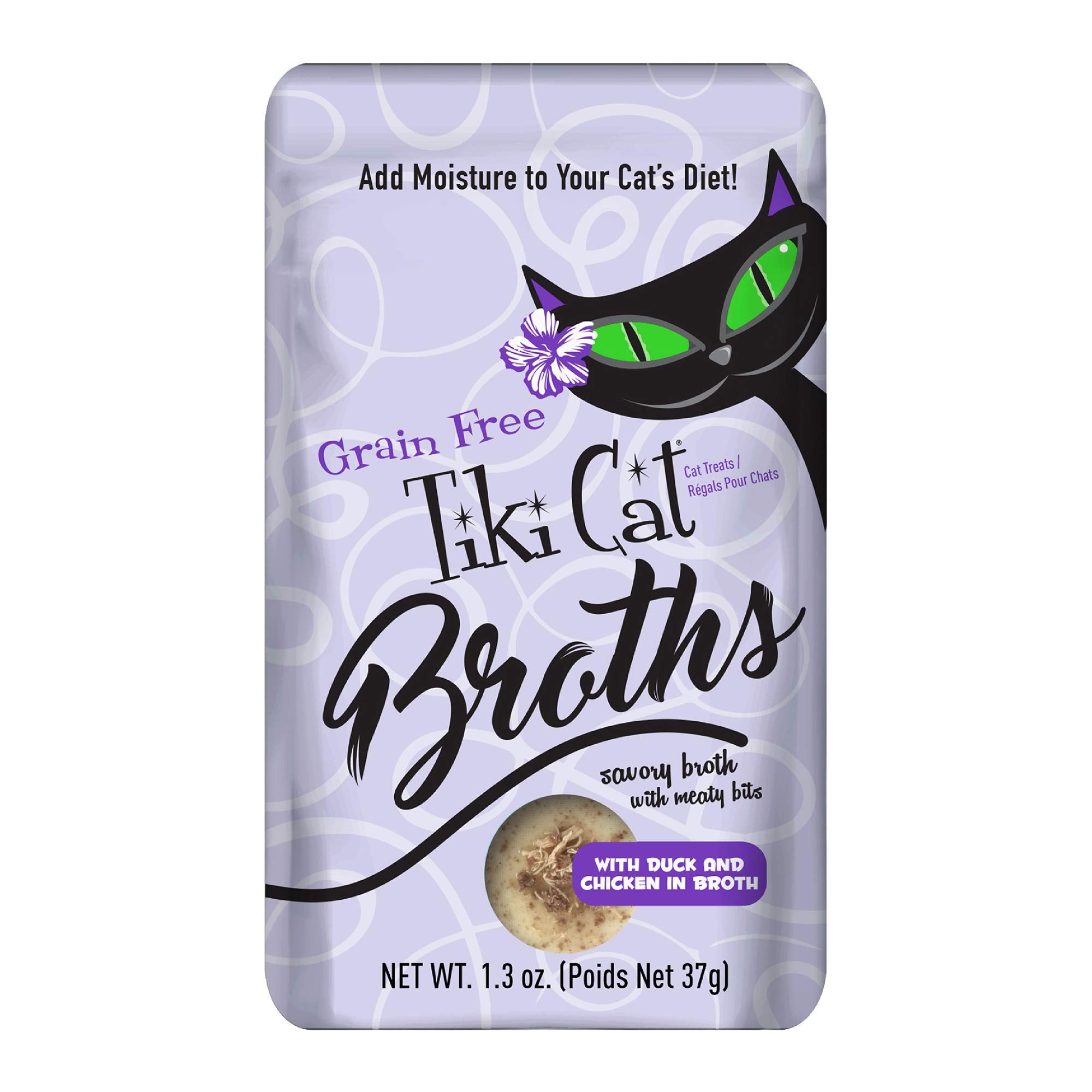 Tiki Cat Born Carnivore Broths, Duck & Chicken Recipe, Hydration and Flavor Supplement Cat Food Topper, 1.3 oz. Pouch (Pack of 1