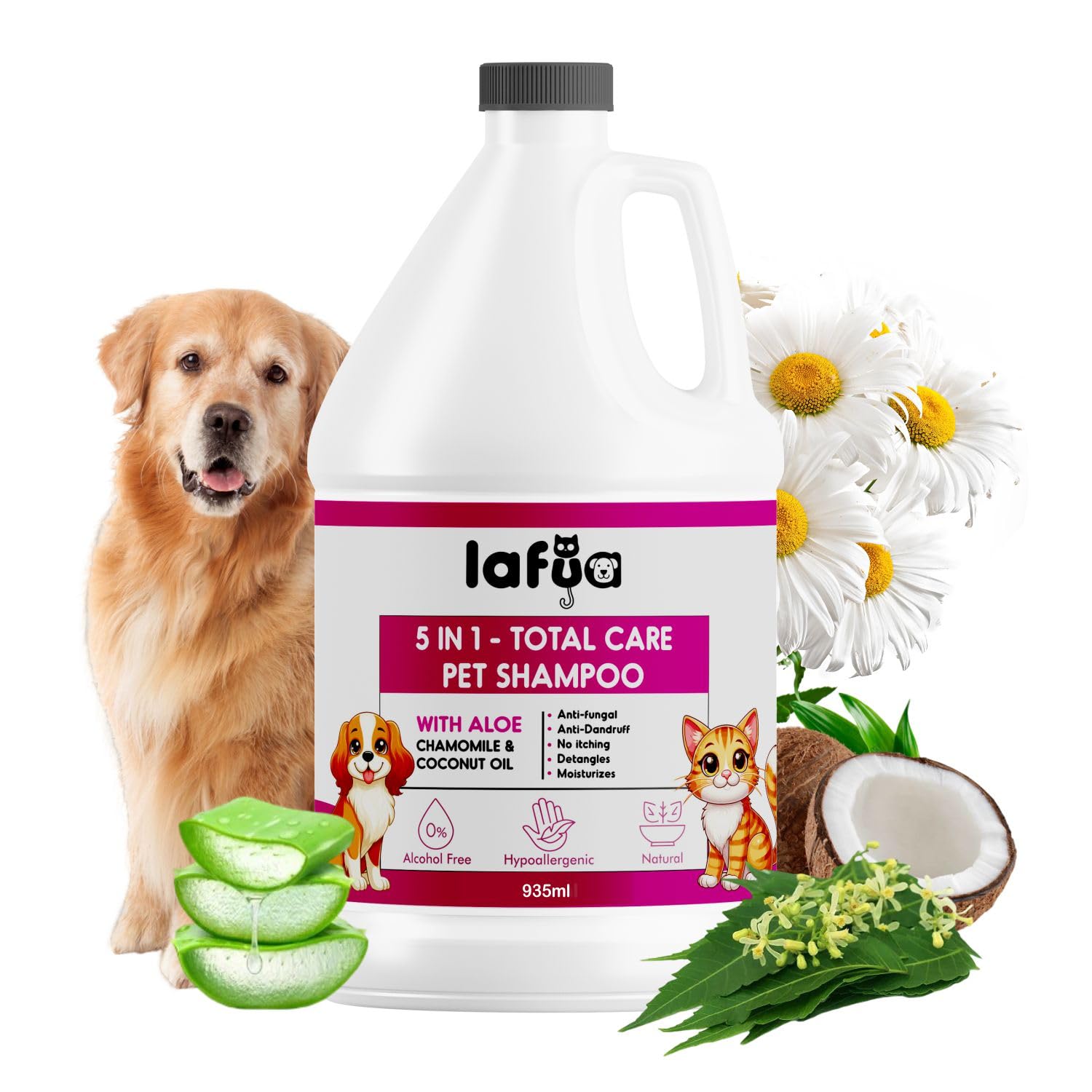 Lafua 5 In 1 Pet Shampoo And Conditioner | Anti-Tick,Anti-Itch, Shed Control,Dry Shampoo For Puppy,Labrador, Golden Retriever, S