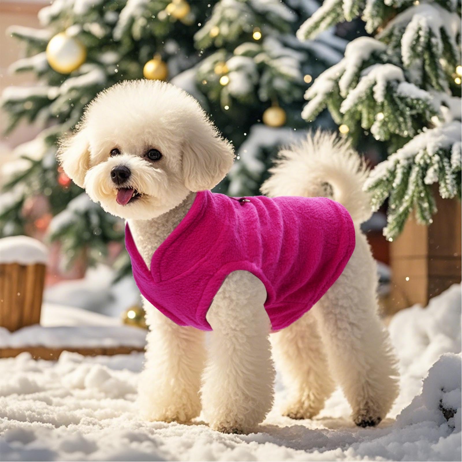 Rbenxia Rose Red Dog Sweater With Leash Ring Soft Fleece Vest Pullover Warm Jacket Pet Clothes Winter Outfits For Small Puppy Ca