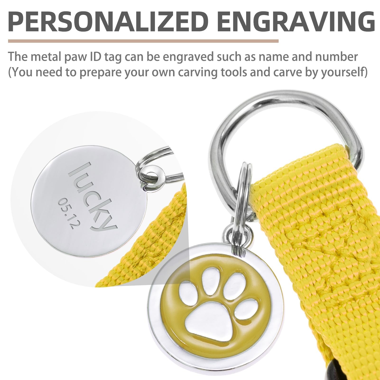 Pupteck No Pull Dog Harness Soft Adjustable Basic Nylon Step In Puppy Vest Outdoor Walking With Id Tag, Yellow, M