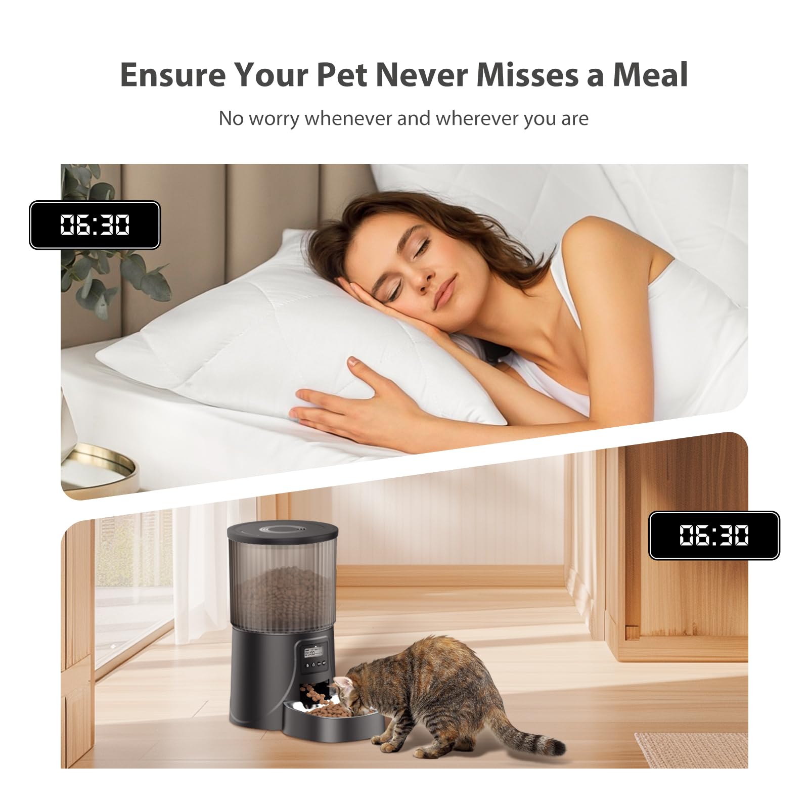 PETULTRA Automatic Cat Feeders, 4L Timed Dog Feeder Programmable Control 1-4 Meals Pet Dry Food Dispenser for Cats and Small Med