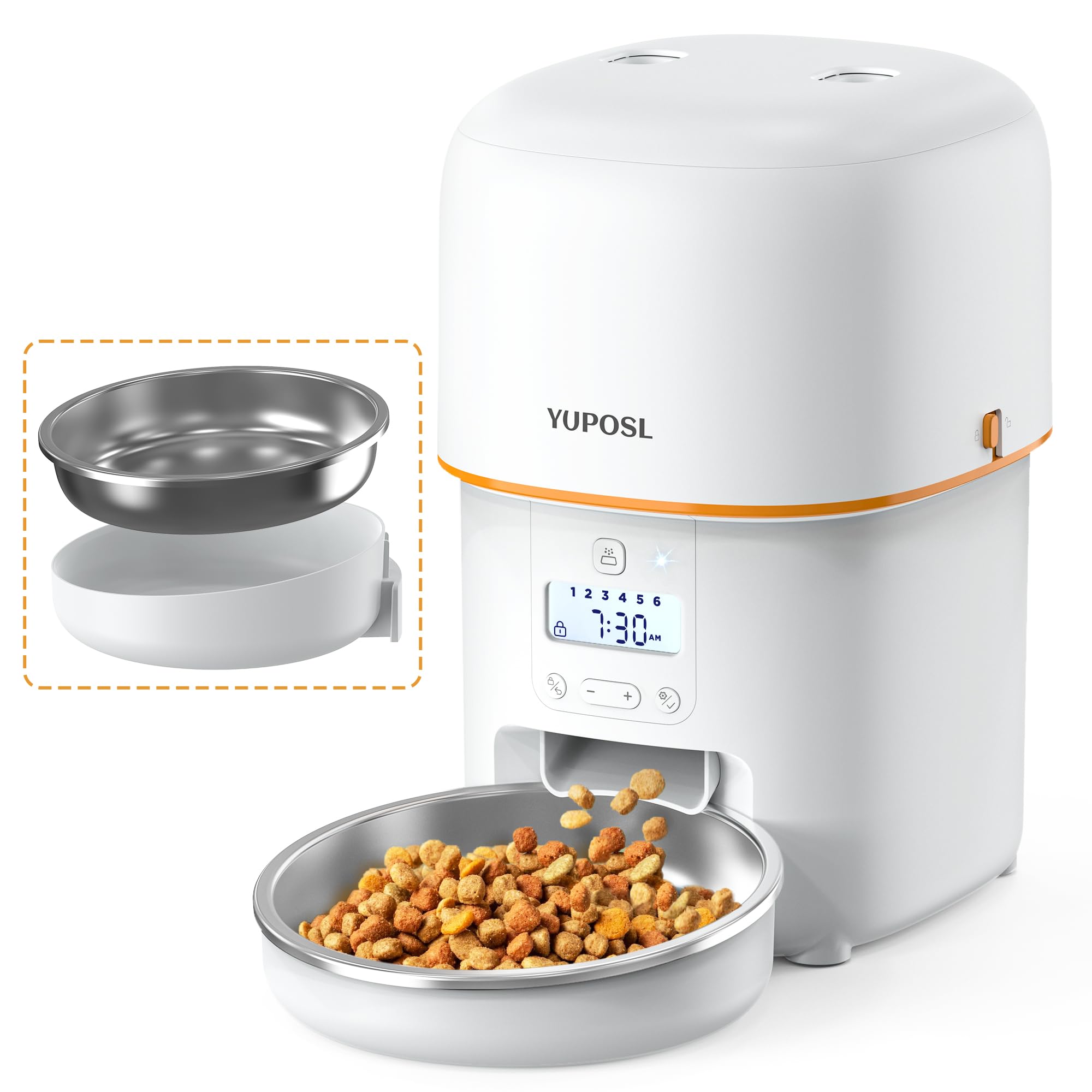Yuposl Automatic Cat Feeders - 2L Cat Food Dispenser Easy to Use, Timed Automatic Pet Feeder with Over 180-day Battery Life, 1-6