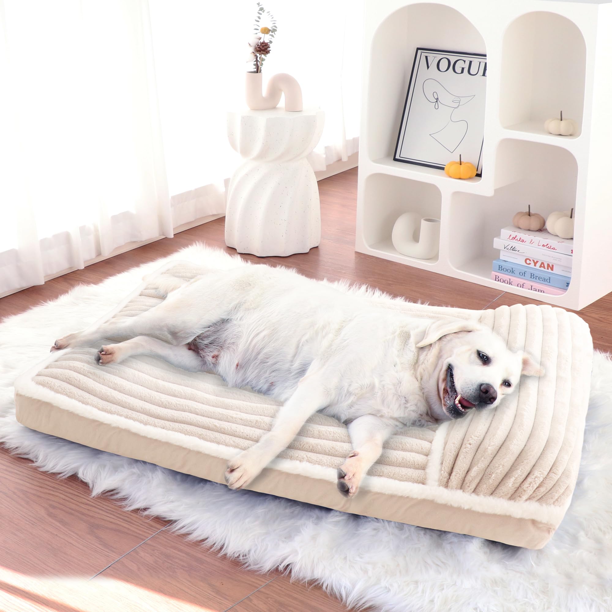 Luxury Dog Bed With Pillow Deluxe Flannel Pet Bed With Removable Washable Cover & Anti-Slip Bottom, Super Soft Dog Sofa Fluffy D