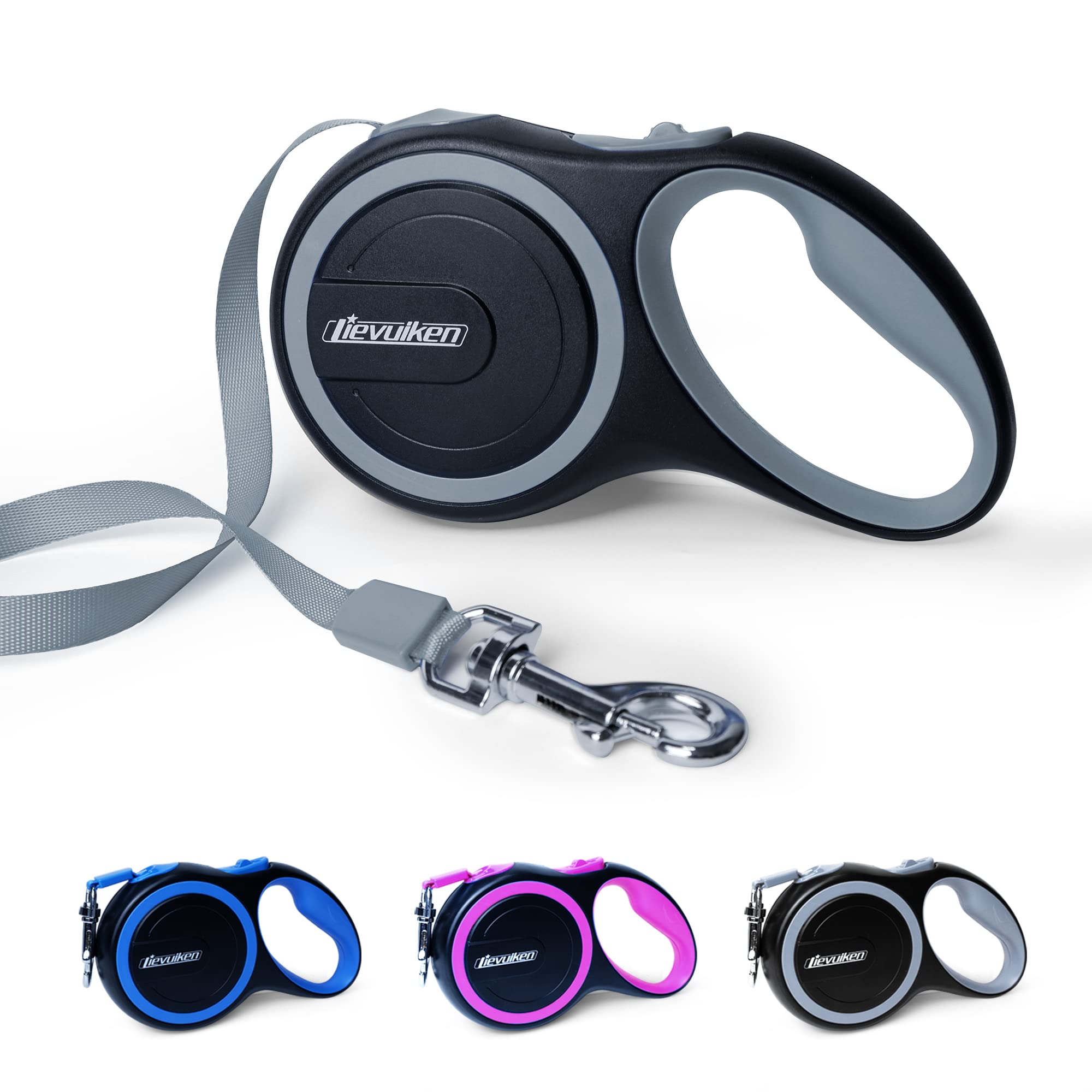 Lievuiken 10 Ft Retractable Dog Leash With No Tangle For Dog Up To 33Lbs, One-Handed Brake, With Non-Slip Handle, Strong Nylon T
