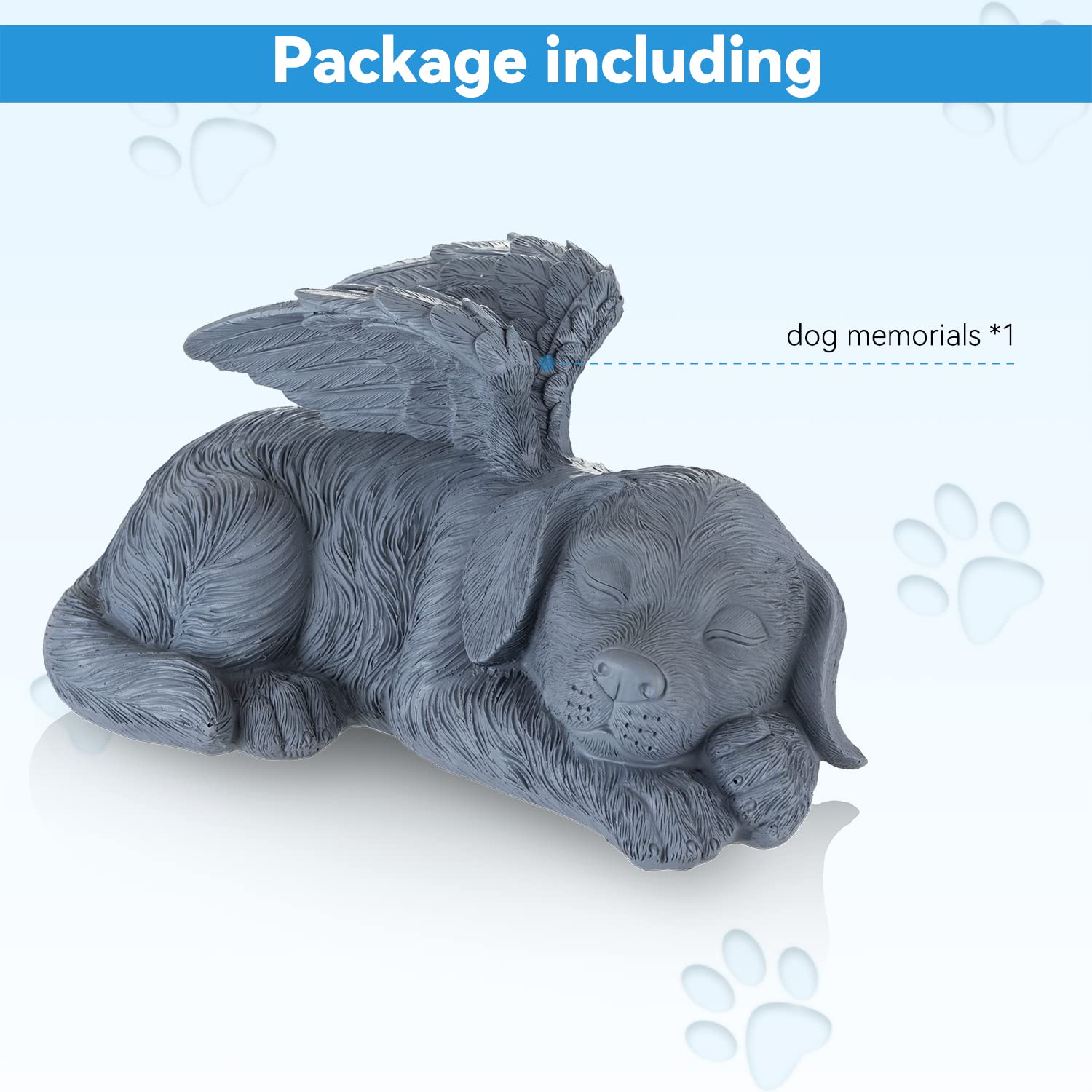 Newdream:The Dog Angel Memorial Statue,Dog Angle Memorial Placed In Indoor Angel Decorations, Pet Tombstone Dogs Figurines, Pet Grave Markers Dog In Angel Wing Figurine.(Big Dog Grey)