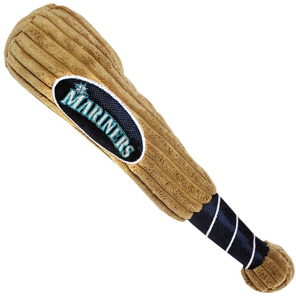 MLB Seattle Mariners Baseball Bat Toy for DOGS & CATS. Soft Corduroy Plush Dog Toy with Inner SQUEAKER, MLB Chew Toys for Dogs o