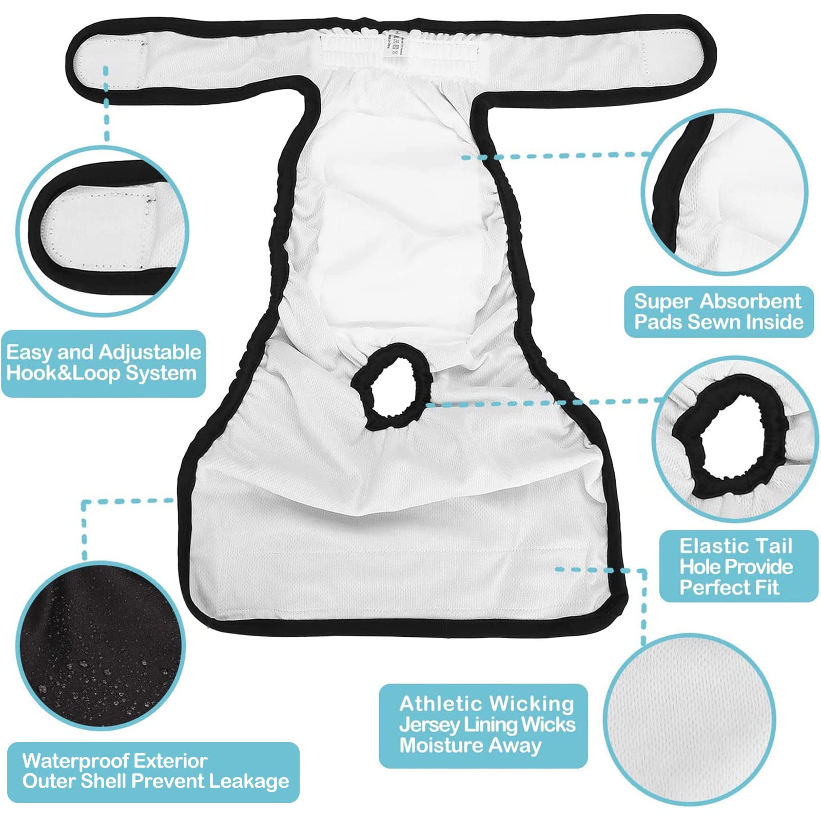 Avont 3 Pack Washable Female Dog Diapers, Premium Reusable Highly Absorbent Doggie Period Panties Durable Dog Diaper Cover -XS 3