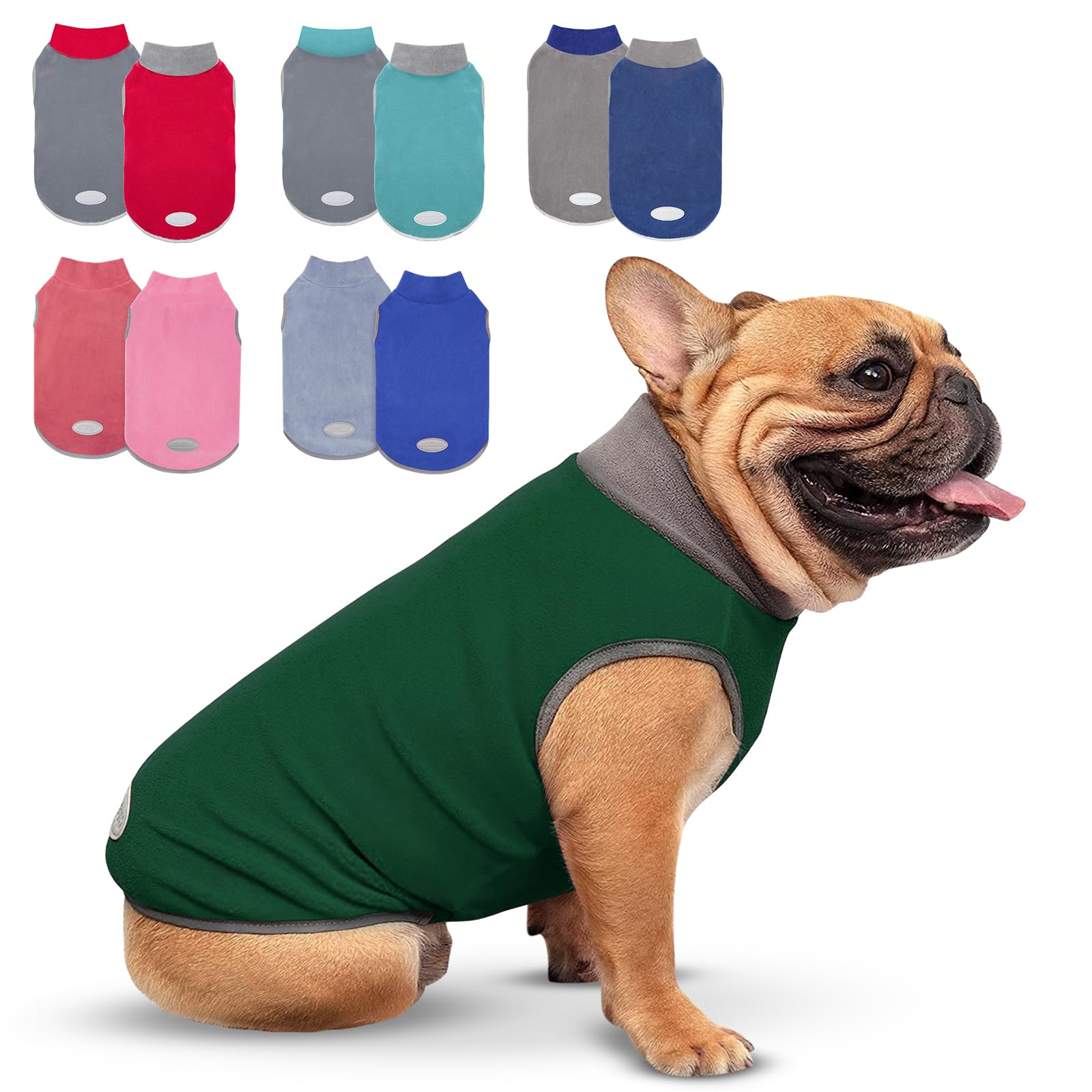 Cyeollo 2 Pack Fleece Dog Sweater Stretchy Sweatshirt For Dogs Vest Lightweight Jacket With Reflective Stripe Pullover Dog Cloth