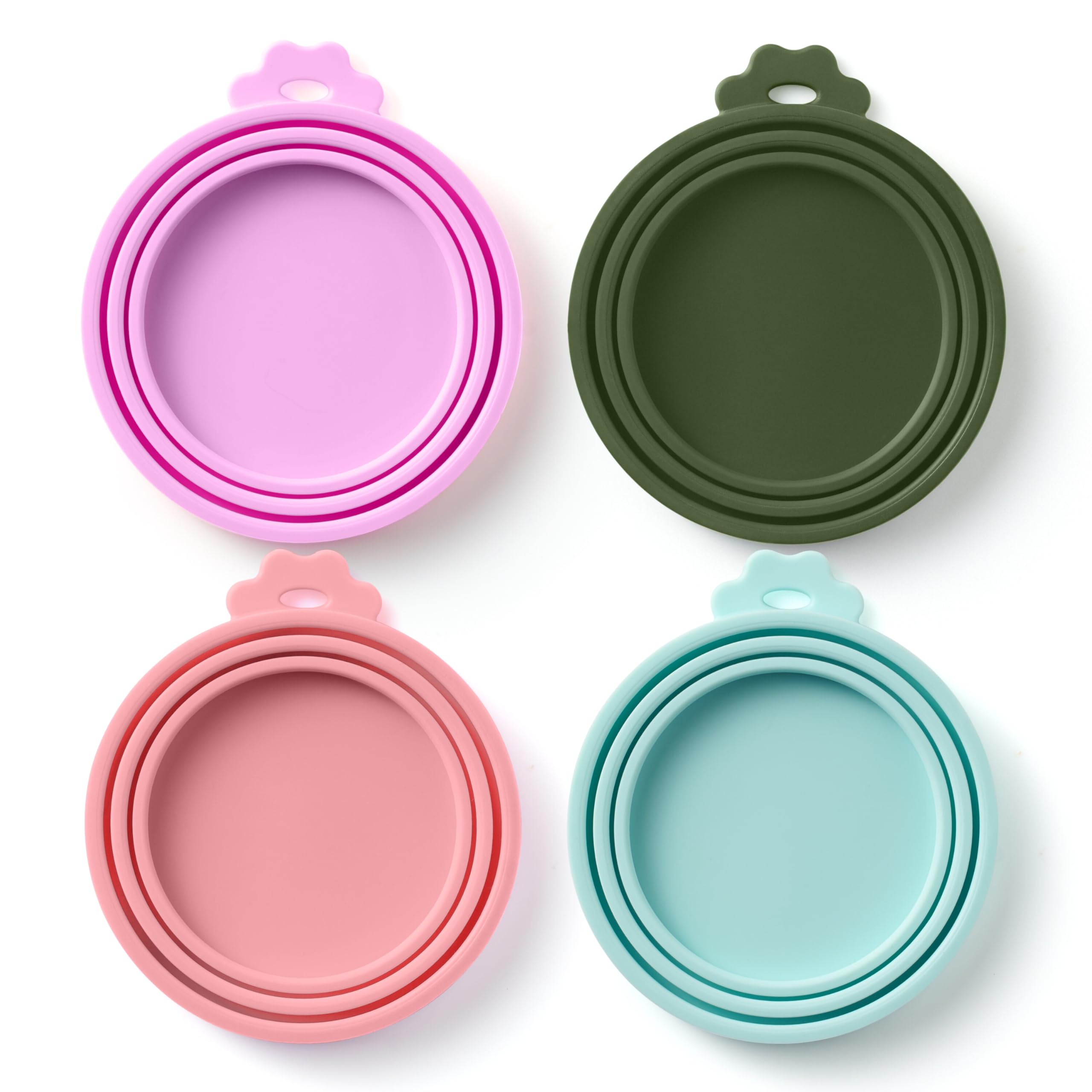Basic Haus 4 Pack Universal Pet Food Can Covers Lids - One fit 3 Standard Size Cans for Cats and Dogs Food Cans - Easy to Clean 