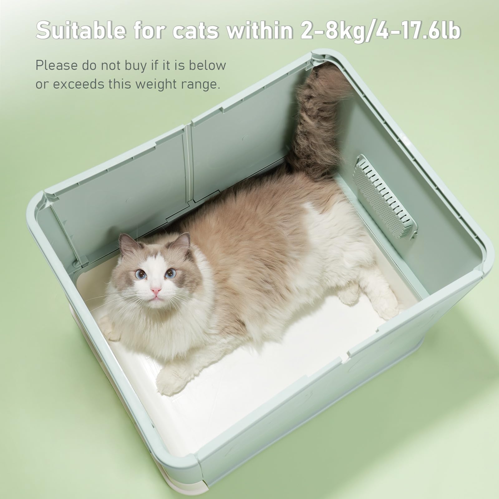 HelloMiao Extra Large Fully Enclosed Litter Box, Foldable Cat Toilet with Lid, Drawer Type, Polypropylene, Upgray+Mat, Model MSP-03