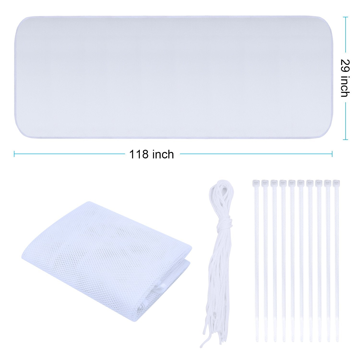 Adsoner Child Safety Net - 10Ft L X 2.5Ft H, Balcony, Patios And Railing Stairs Netting, Safe Rail Net For Kids/Pet/Toy, Sturdy Mesh Fabric Material (White)
