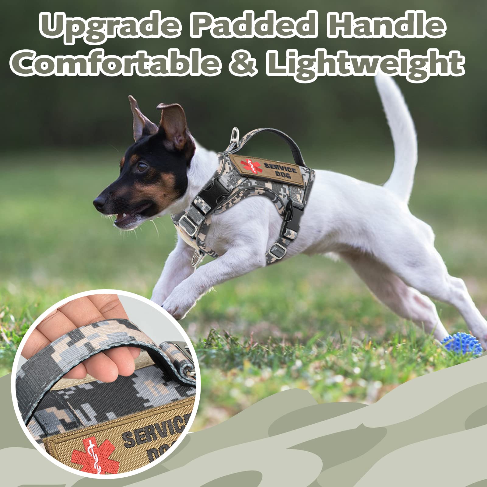 XS Dog Harness Tactical Style, No Pull Military Service Dog Vest with Vertical Handle, Outdoor Training Small Puppy Vest Chihuah