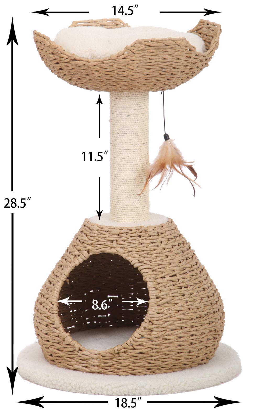 Petpals Hand-Made Paper Rope Natural Bowl Shaped With Perch Cat Tree (Lookout Cat Tower)
