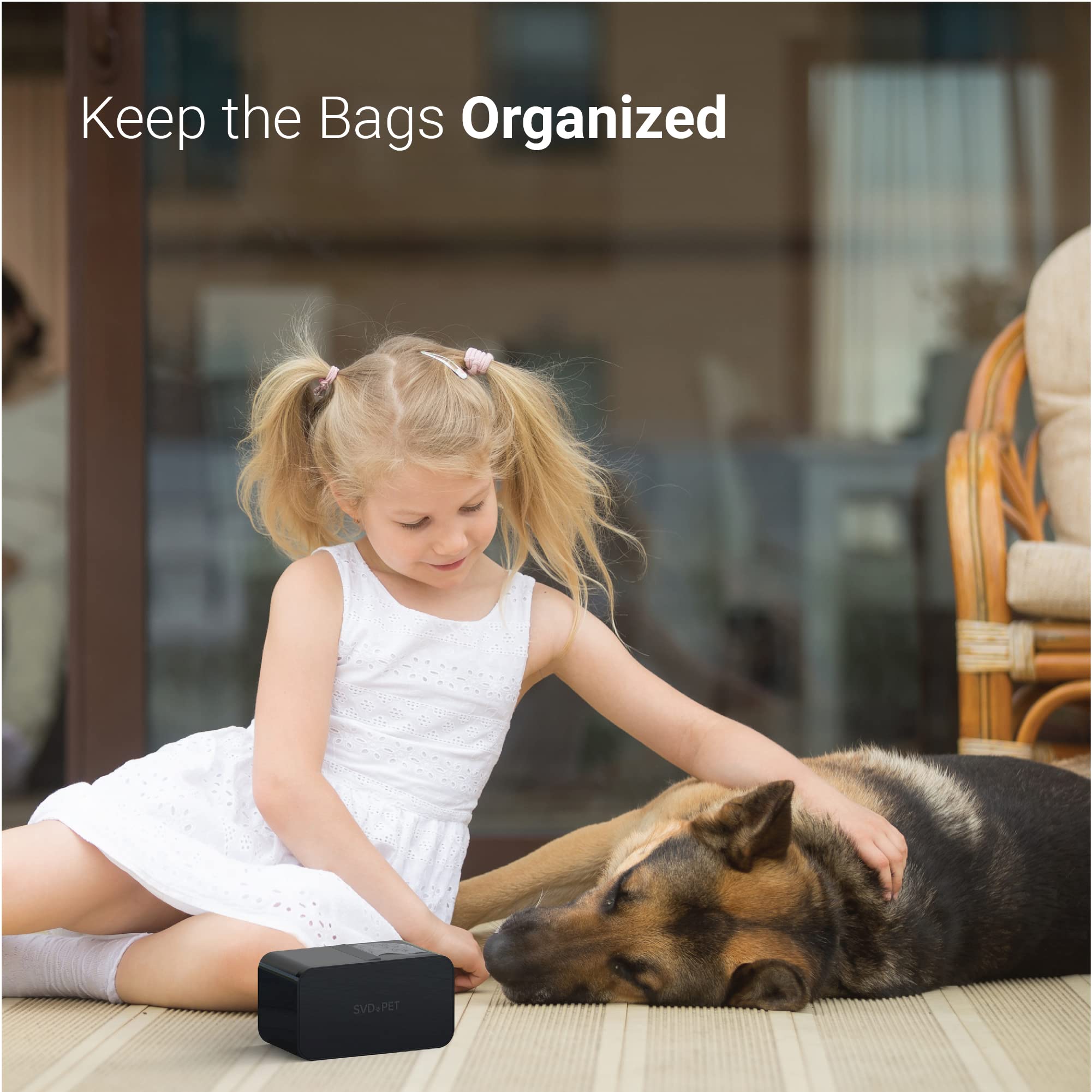 SVD.PET Dog Poop Bag Dispenser - Wall Mount, Holds 8 Rolls, Includes 120 Bags, Black, Plastic, 1 Count