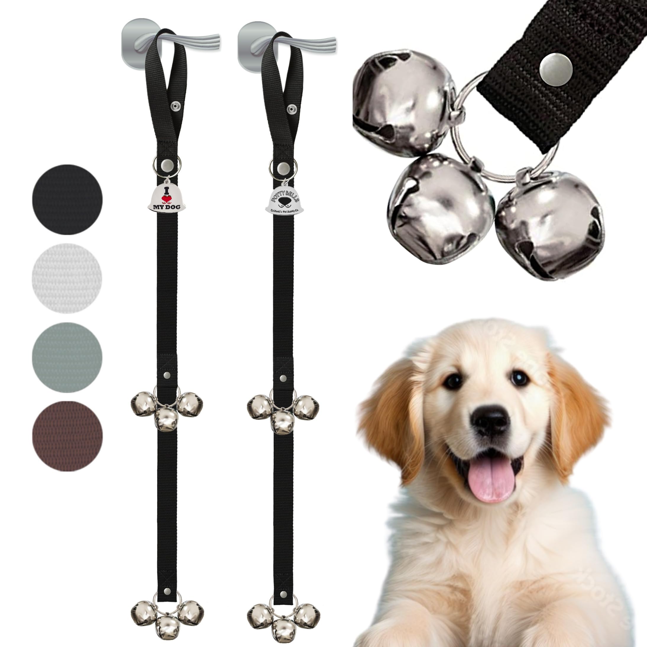 Caldwell'S Pet Supply Co. Dog Potty Bells, Dog Door Bell, Bells To Go Outside, Potty Training Bell, Dogs Doorbell, Dogs Potty Doorbell, Ring To Go Pee, All Breed Puppy Training Tool - Black (Set Of 2)