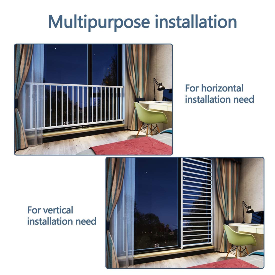 Fairy Baby Window Guards For Children, Adjustable Wide Child Safety Window Guard Prevents Accidental Falls, Home Security Childproof Interior Bar Guard For Windows Wide 86.61'-112.2'(4 Panels)