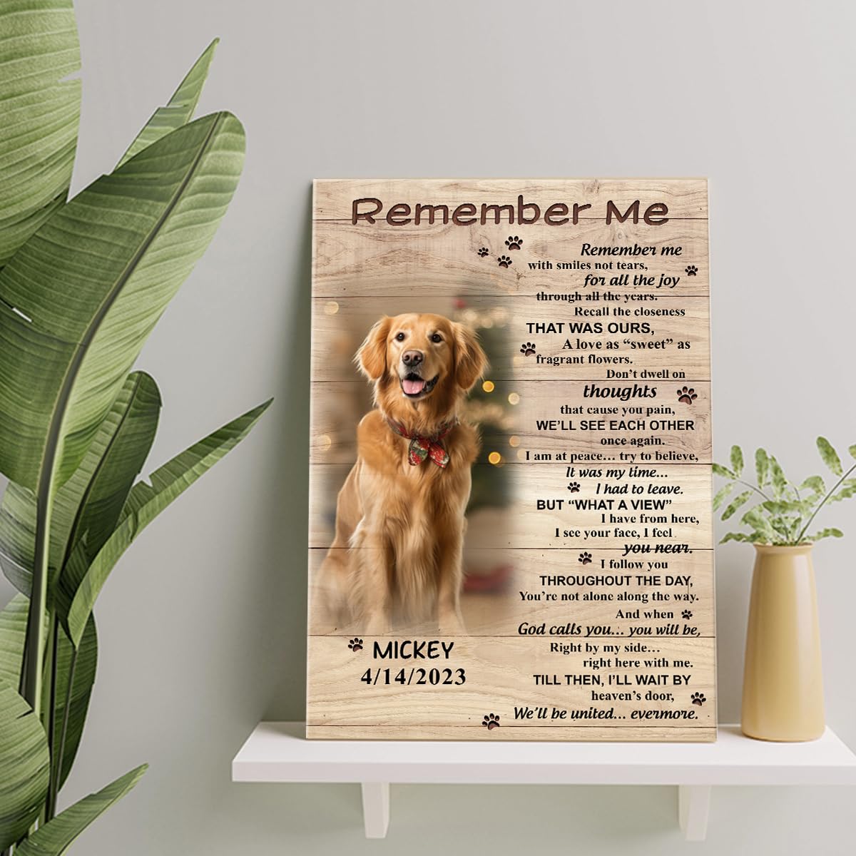 S101617 Dog Memorial Portrait Canvas Gifts, Remember Me Memorial For Dog Lovers, Personalized With Picture Date