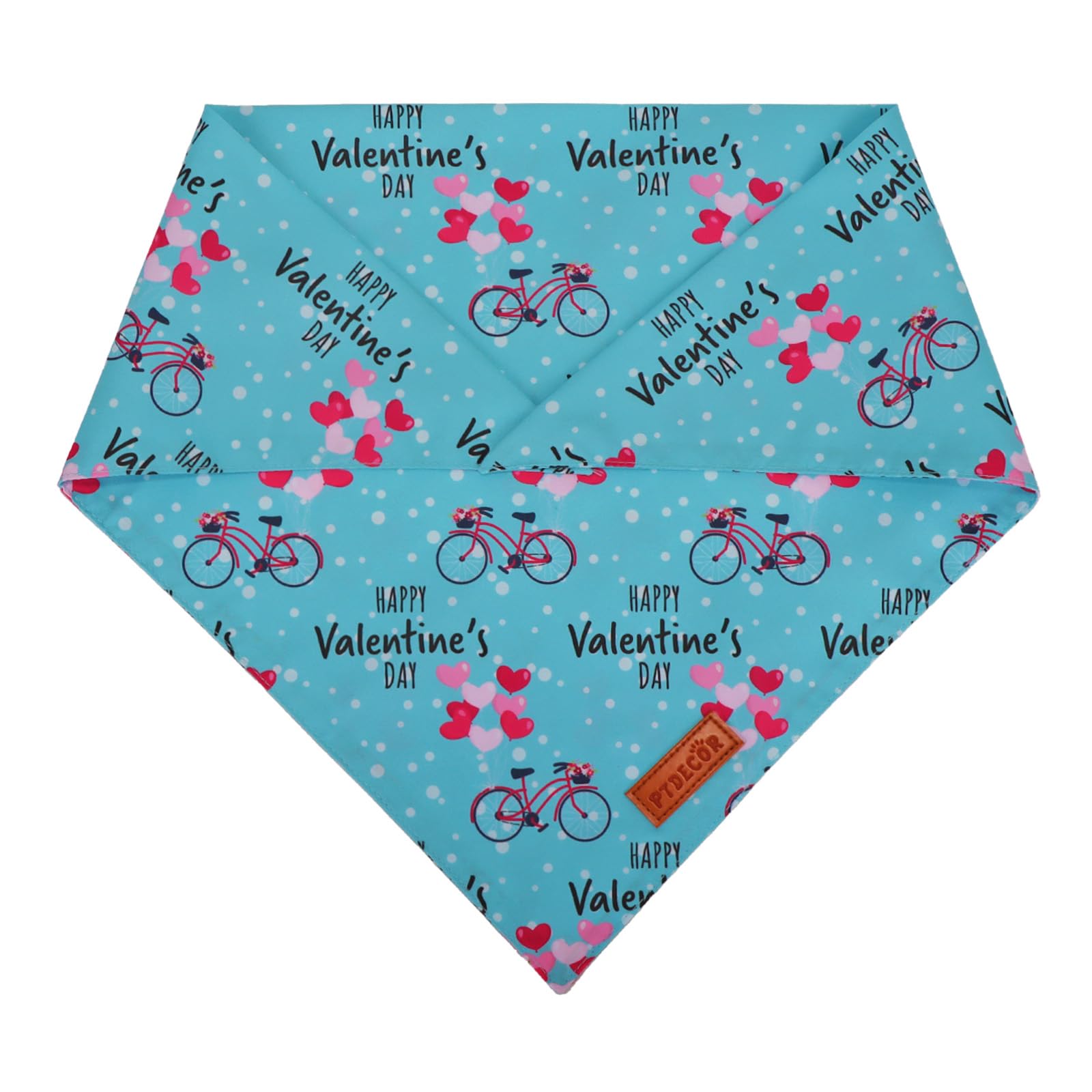 Ptdecor Valentine Dog Bandana,Bule And Pink Love Heart Design Reversible Dog Scarf, Triangle Valentine Bandanas For Small Pets (