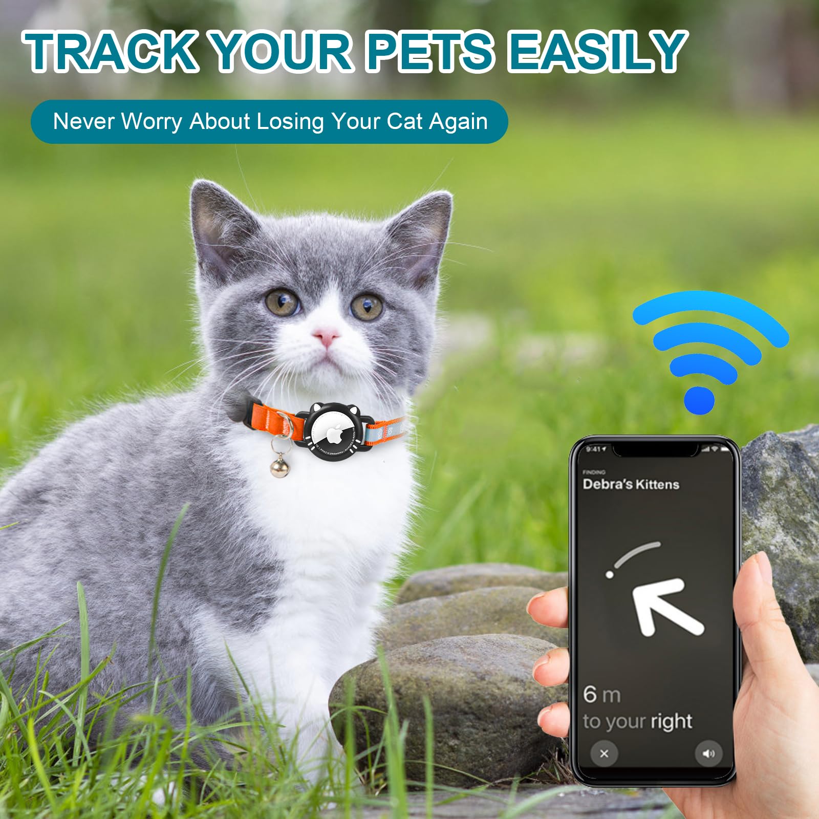 Agoumlux Airtag Cat Collar, Reflective Cat Collar With Apple Air Tag Holder, Breakaway Gps Tracker Pet Collar With Bell For Cat