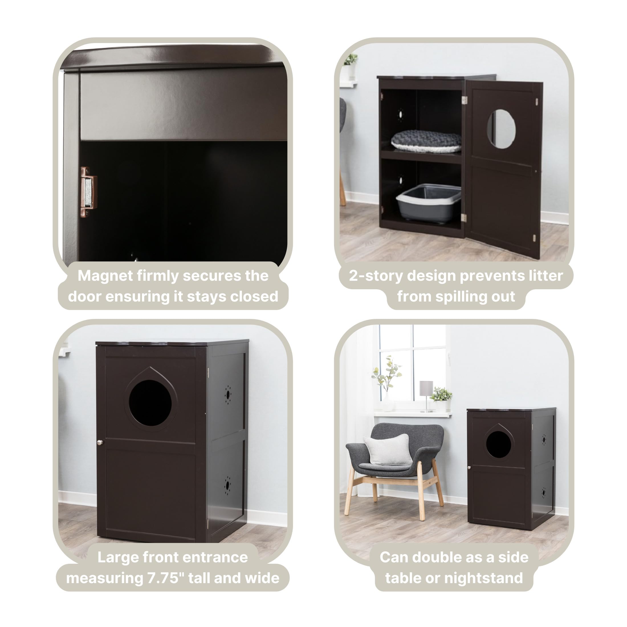 Trixie 2-Story Furniture Style Litter Box Enclosure And Pet Home, Hidden Cat Litter Box, Espresso Brown