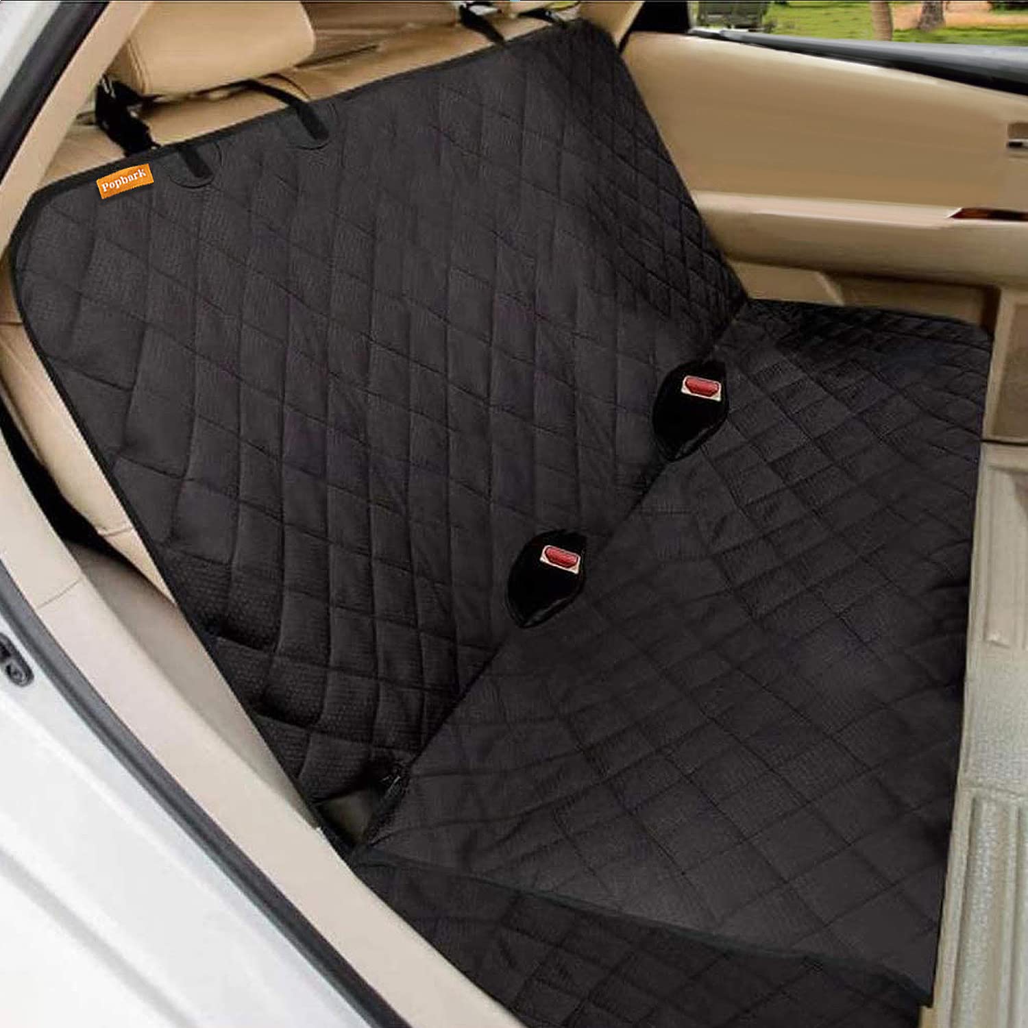 Dog Car Seat Cover Protector for Back Seat -Waterproof Rear Seat Cover for Kids Pets, Compatible Backseat for Middle Seat Belt a