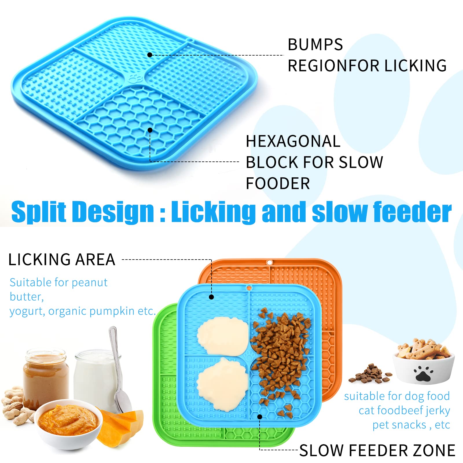 Licking Mat Slow Feeder for Dogs, Premium Lick Pad with Suction Cups for Dog Anxiety Relief, Slow Feeder Dog Bowls, Bathing, Gro