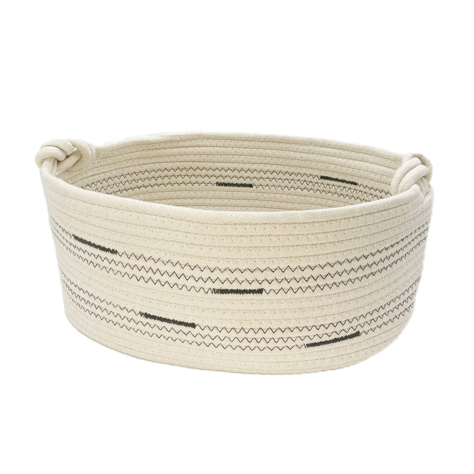 Fhiny Cotton Rope Dog Toy Basket With Handle Puppy Toys Storage Bin Small Woven Rectangle Diapers Pet Kitty Bed Perfect For Carr