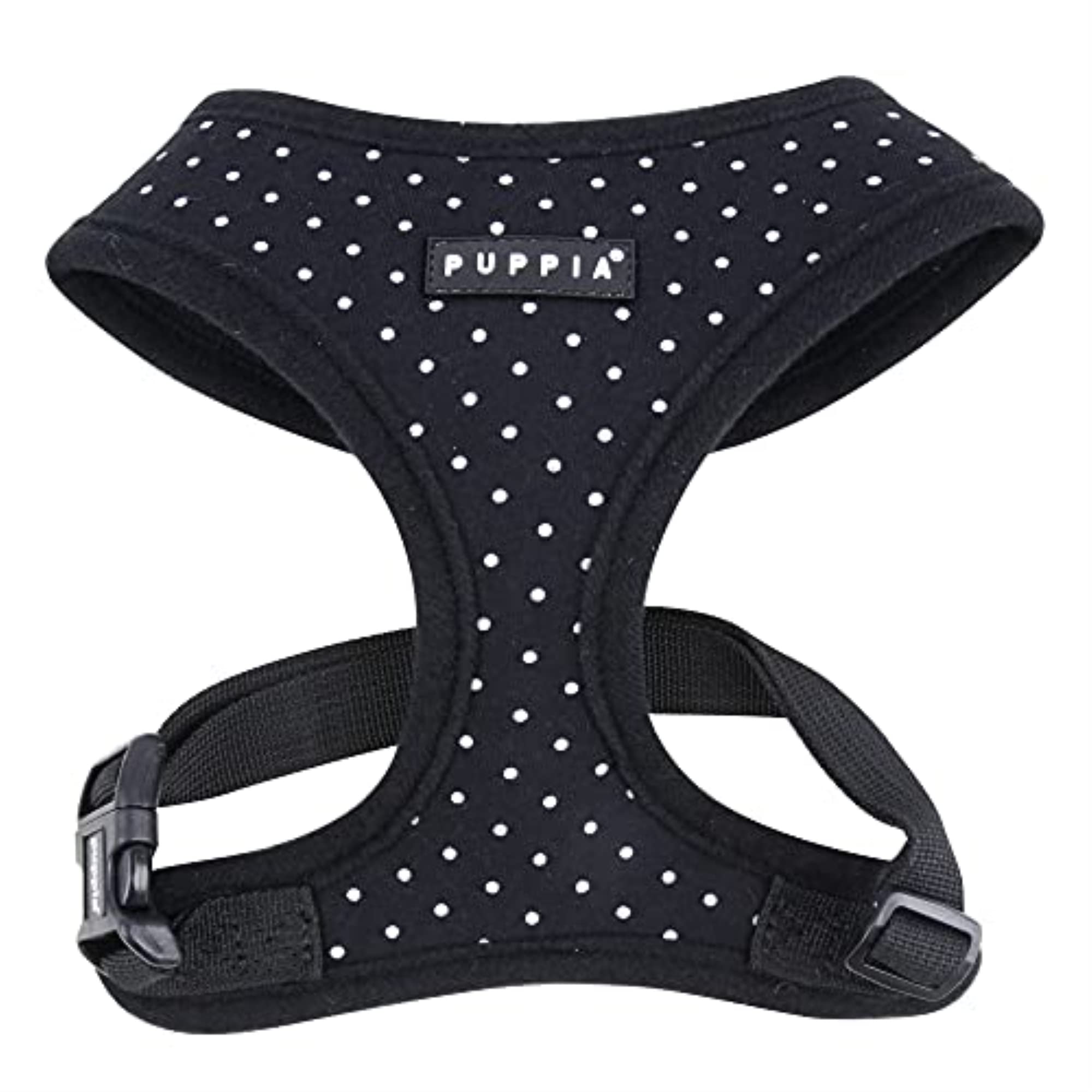 Puppia Dotty Dog Harness Over-The-Head No Pull No Choke Walking Training Adjustable For Small & Medium Dog, Large, Black