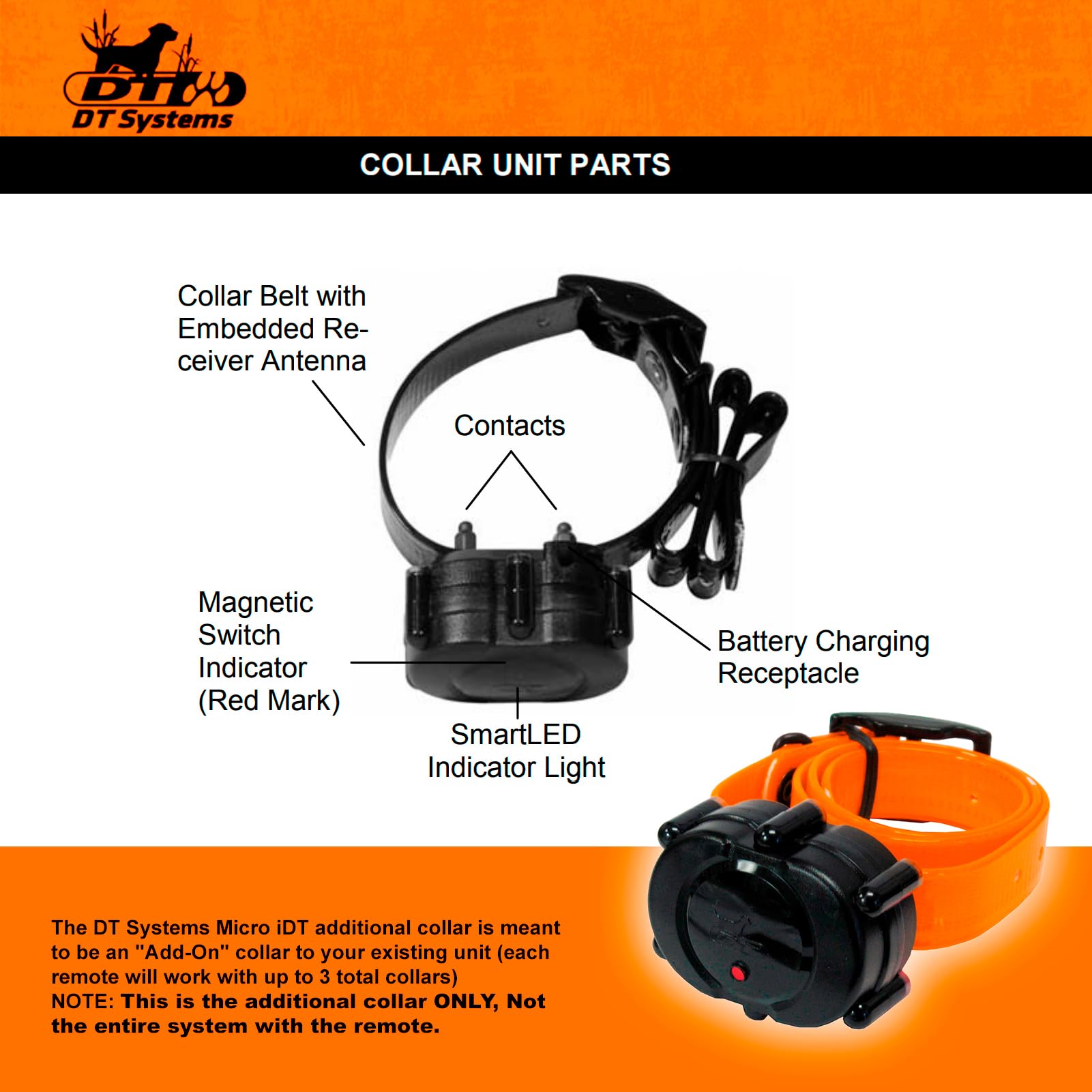 Micro-Idt Add-On Or Replacement Collar - Orange