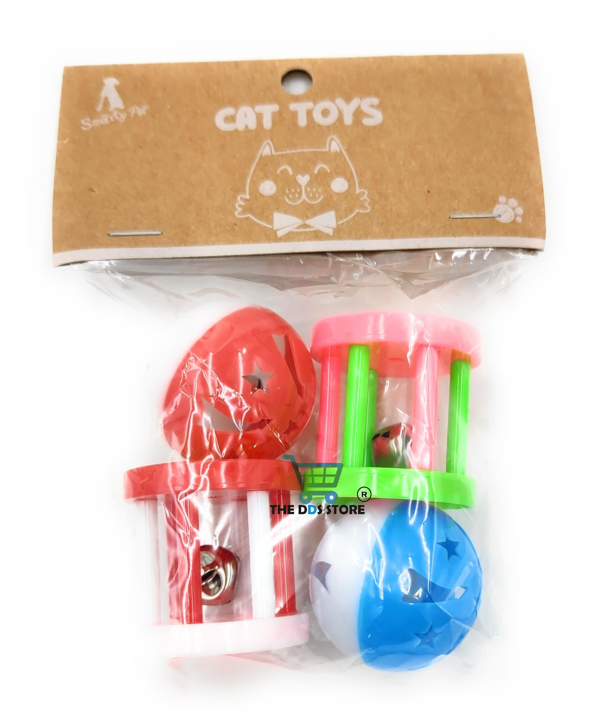 The Dds Store 4Pcs Value Pack Plastic Ball Cat Toys Lattice Balls With Bell Jingle Kitten Toy (Color May Vary)