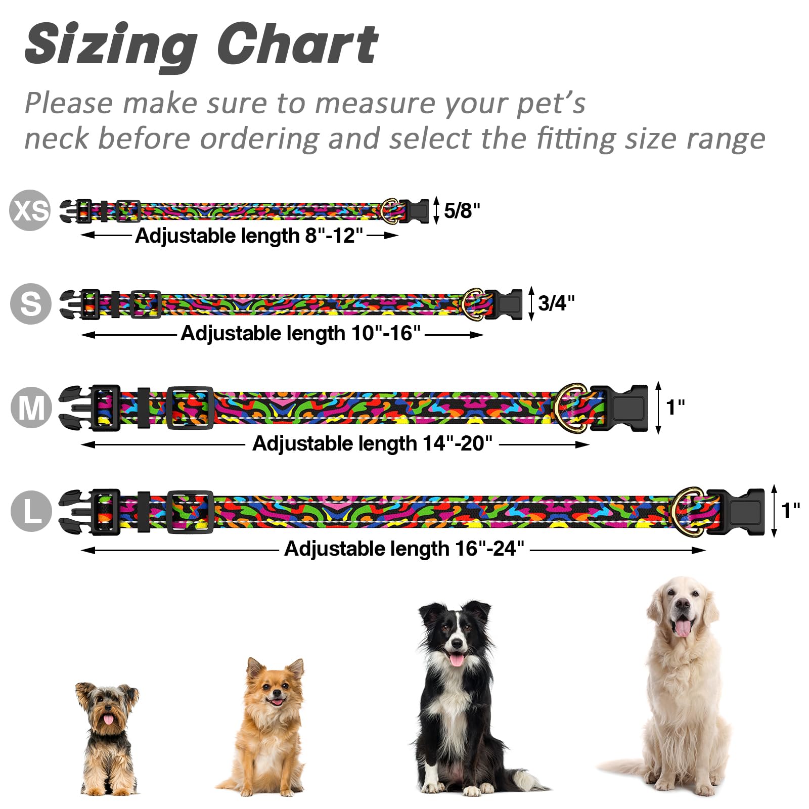Tmoodel Reflective Dog Collar For Medium Dogs, Cute Boho Adjustable Heavy-Duty Nylon Puppy Collar For Boy And Girl Female, Soft