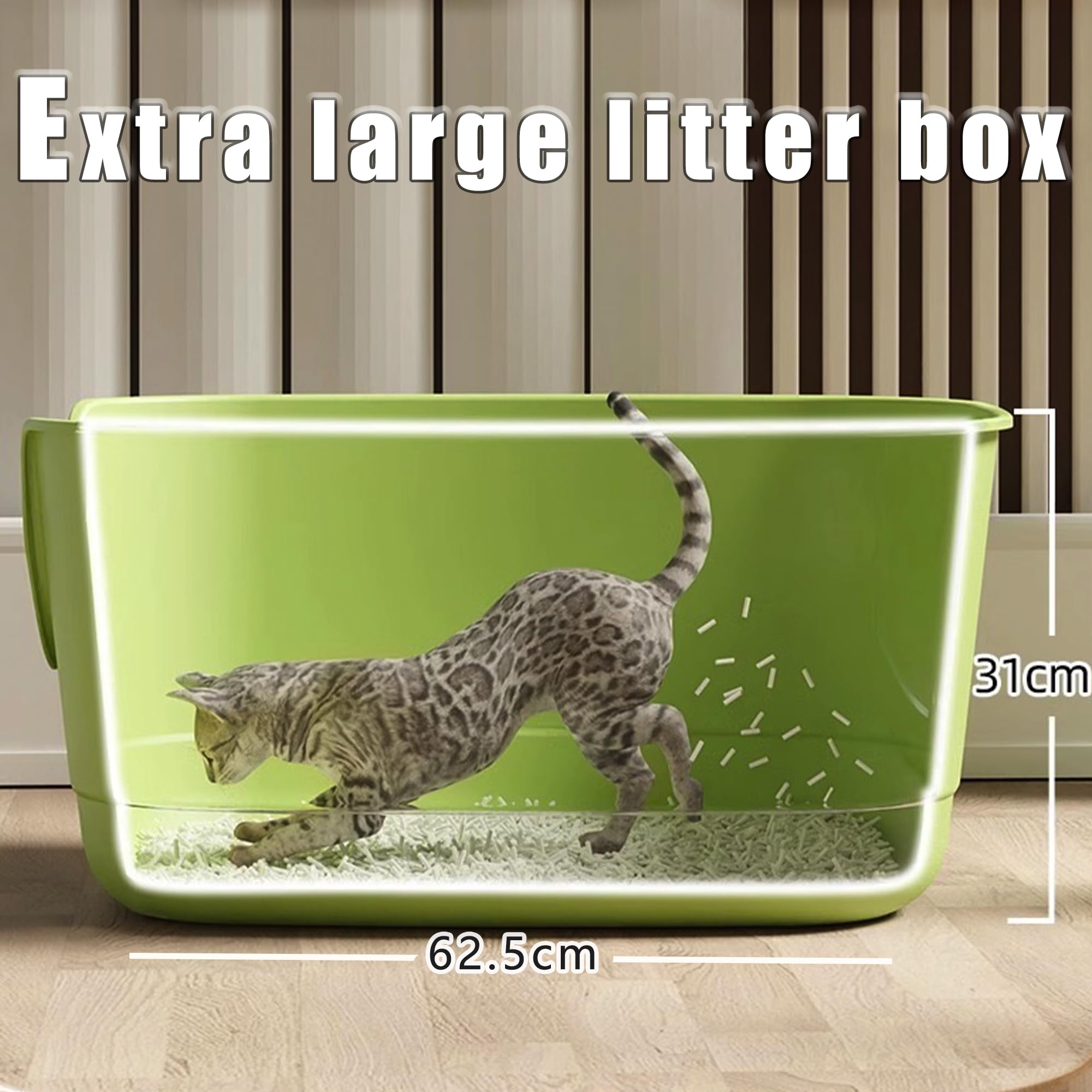Gefryco Jumbo Extra Large Cat Litter Box - High Sided, Anti-Splashing, Grey, 24.6"x18.3"x12.2" - X-Large Polypropylene