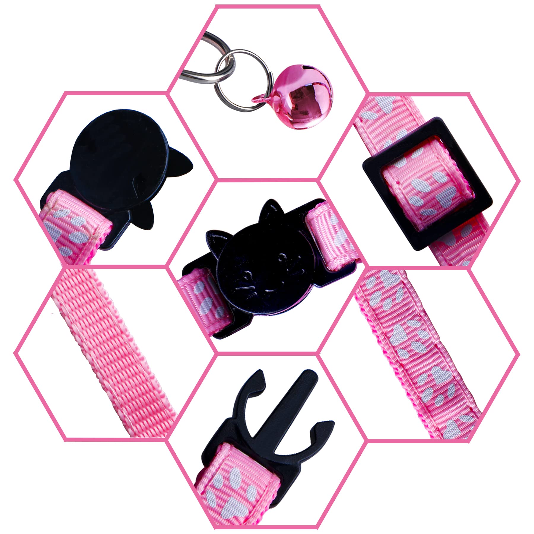 D-Buy Cat Collars With Bell, Breakaway Cat Collars, Reflective Cat Collars, Nylon Cat Collars With Bell, Collars For Cats (4 Colors)
