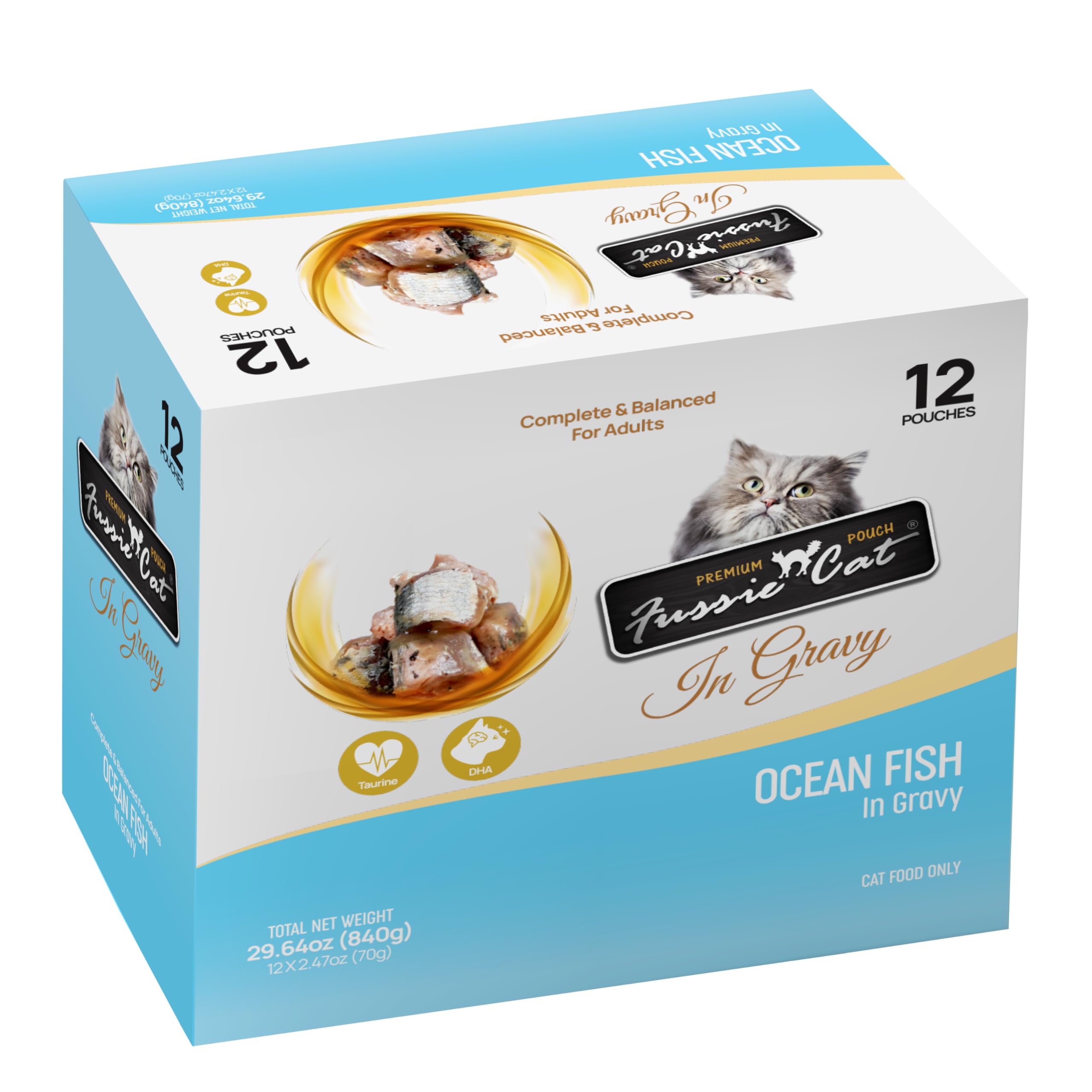 Fussie cat Premium Ocean Fish in Gravy, 2.4 Oz (Pack of 12)