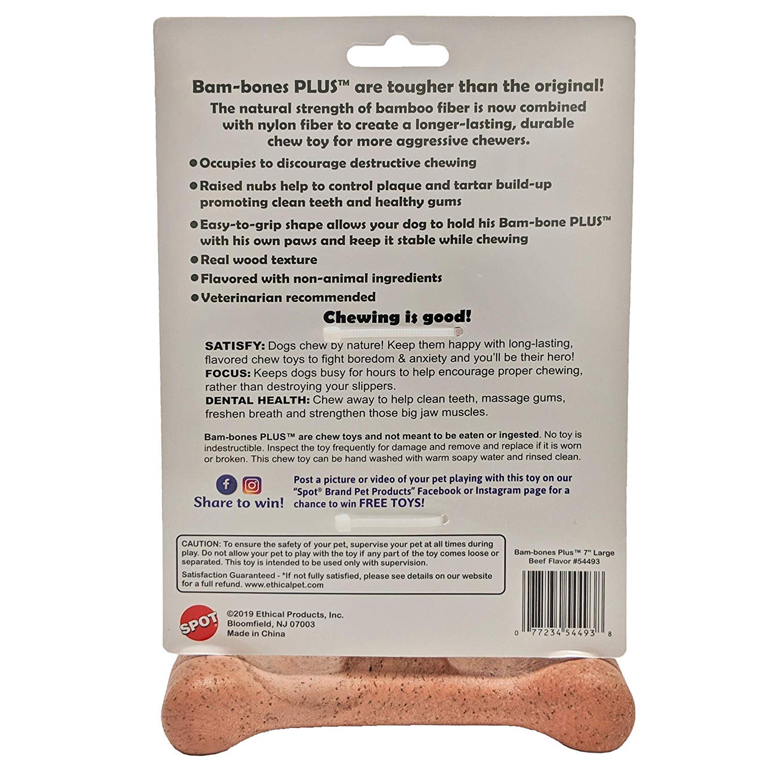 Spot Bambone Plus Beef Dog Chew Toy Large