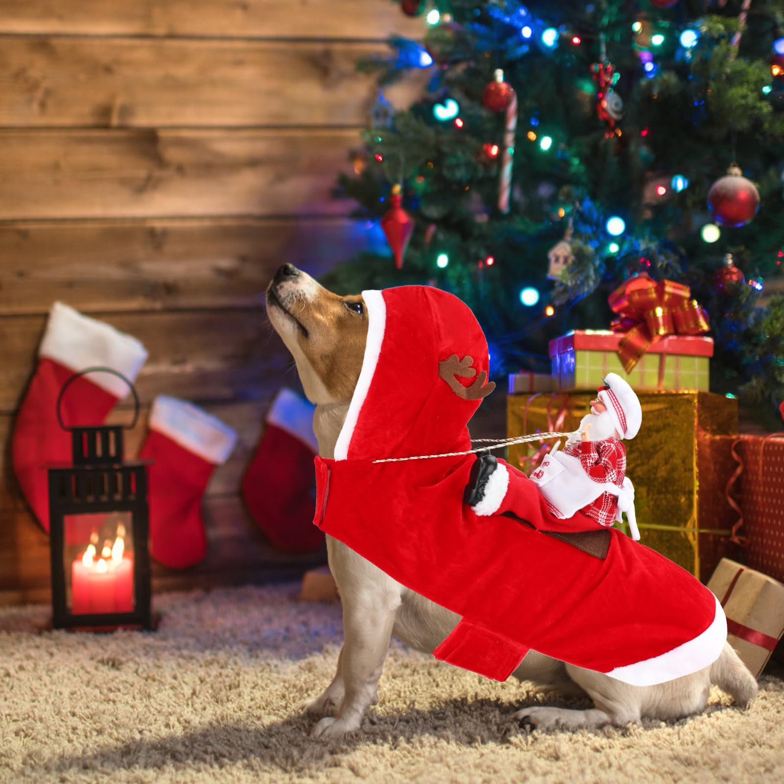 Bwogue Santa Dog Costume Christmas Pet Clothes Santa Claus Riding Pet Cosplay Costumes Party Dressing Up Dogs Cats Outfit For Sm
