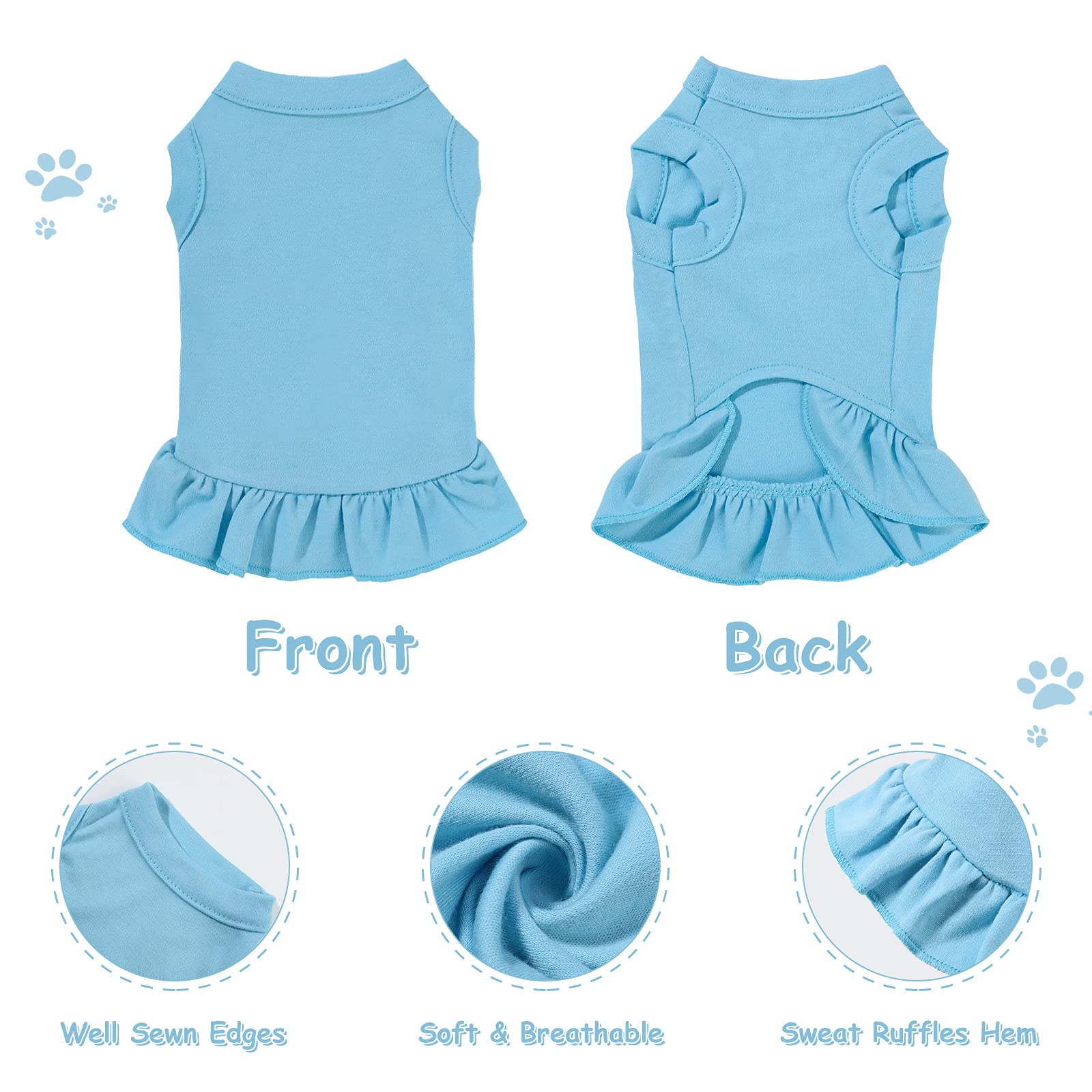 6 Pieces Dog Dresses Dog Shirt Skirt Dog Sleeveless Dress Breathable Pet Shirts With Ruffles Dog Sundress Dog Outfits For Dogs And Cats (Cute Style, Xs Size)