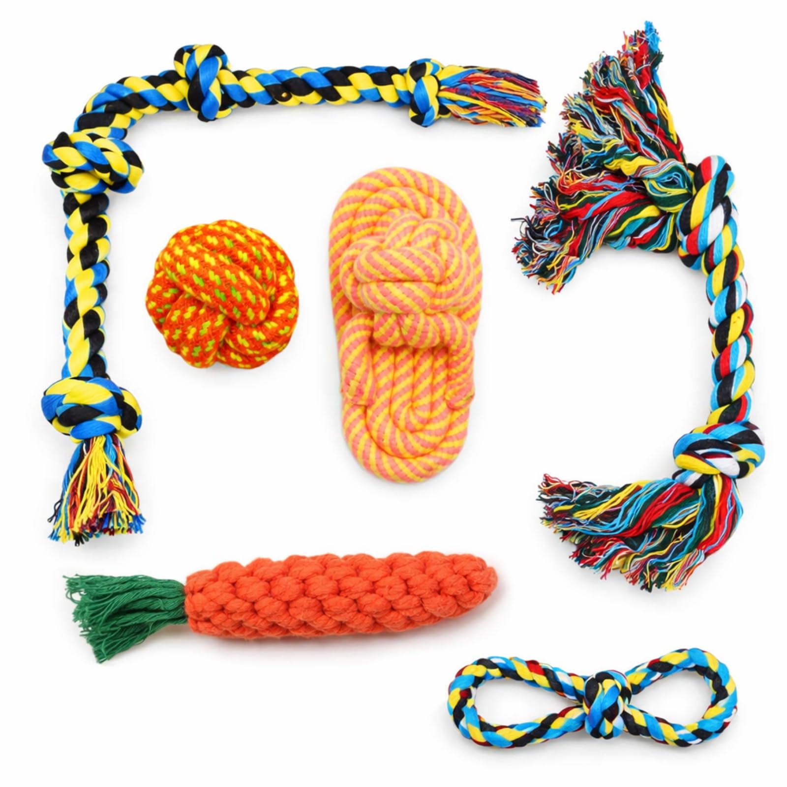 Kittupet Chew, Tough For Aggressive Chewers Large Breed, Durable Rope Toys Dog And Puppy Teething Combo (Color May Vary, Pack Of