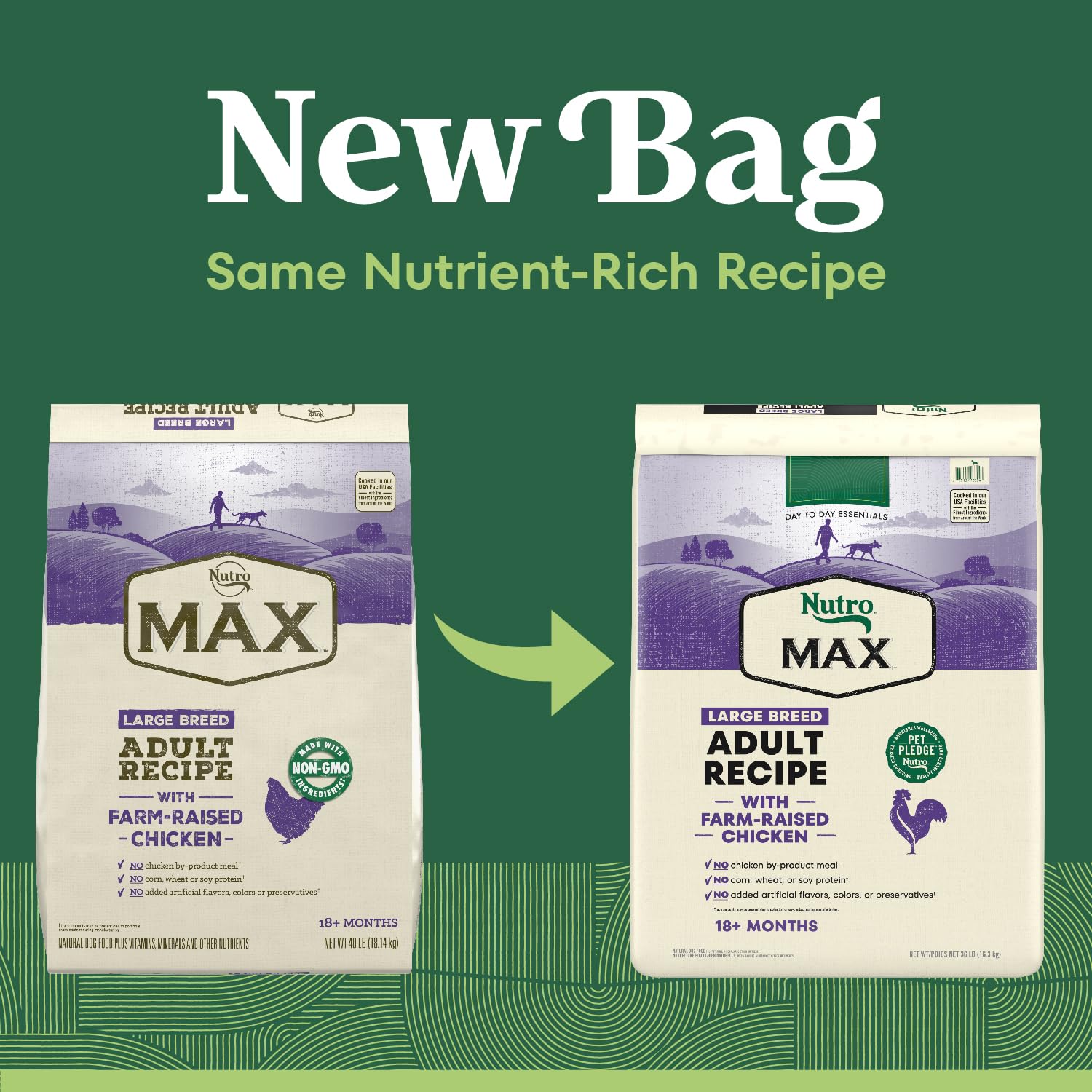 Nutro Max Adult Large Breed Dry Dog Food with Farm-Raised Chicken, 36 lb. Bag