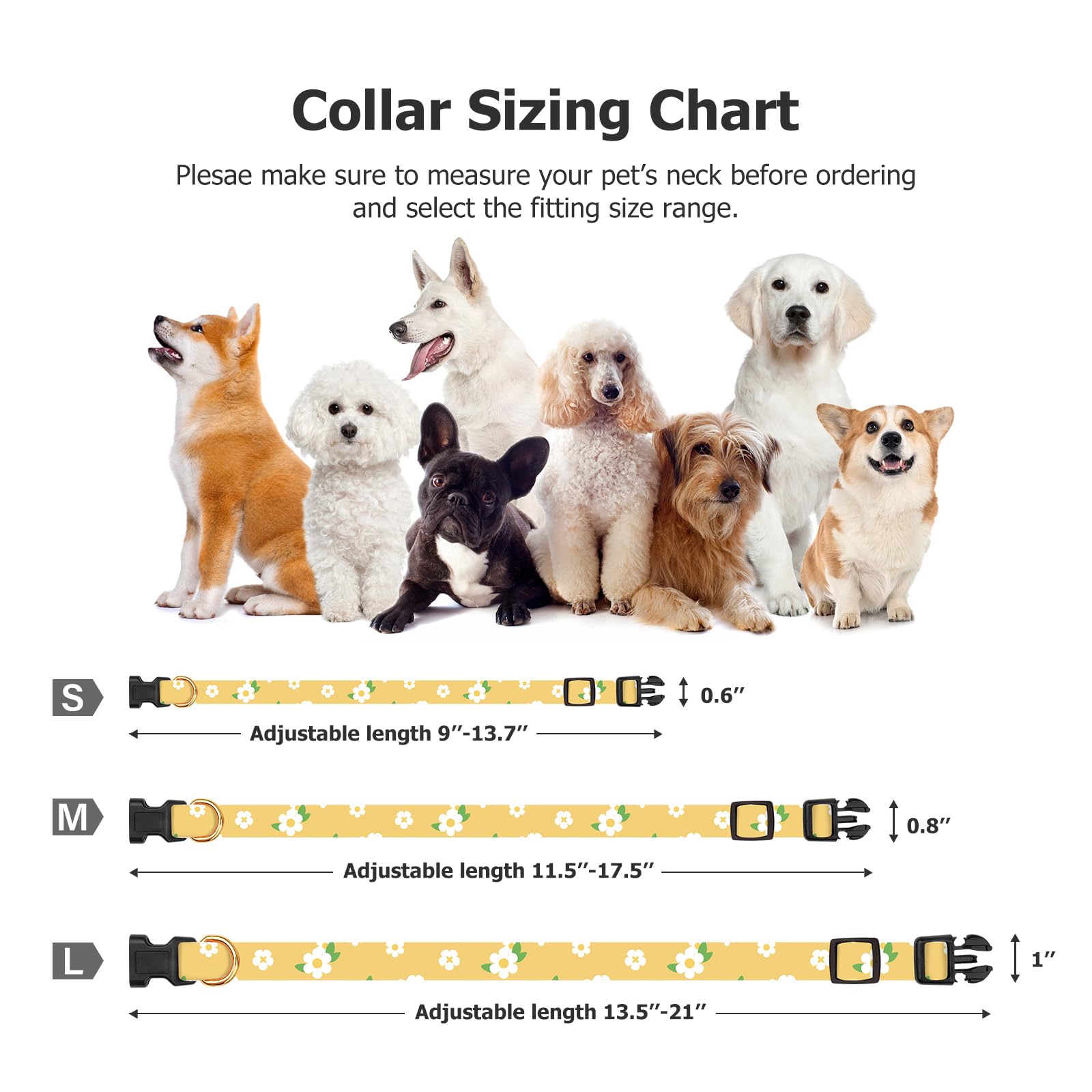 Cotton Handmade Dog Collar Cute And Distinctive Patterns Yellow Flower With Pendant For Girl Boy Dogs Collars M
