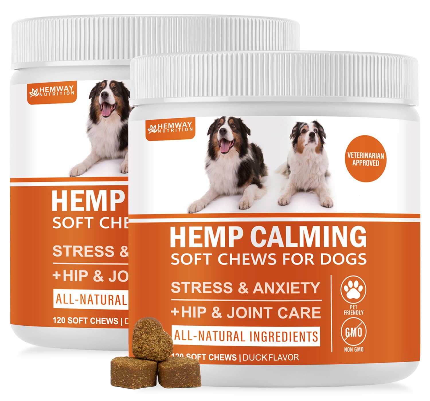 Hemp Calming Chews for Dogs - Duck Flavor Soft Chews - Dog Calming Treats Supplement for Storm Anxiety, Sleep, Relaxing, Separat