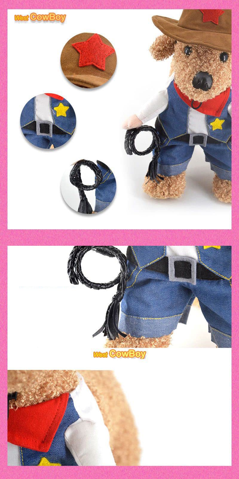 Pet Life 'Rodeo Bones' Cowboy Pet Dog Costume Uniform(D0102HAXPBV.)