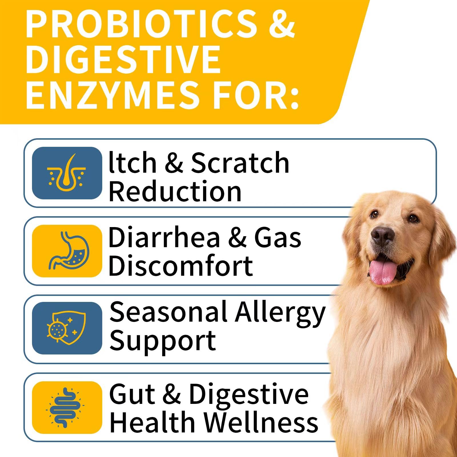 WONTECHMI Probiotics for Dogs, Improve Itchy Skin Itchy Ears, Gut Health, Yeast Balance, Allergies, Immunity, Dog Probiotics and