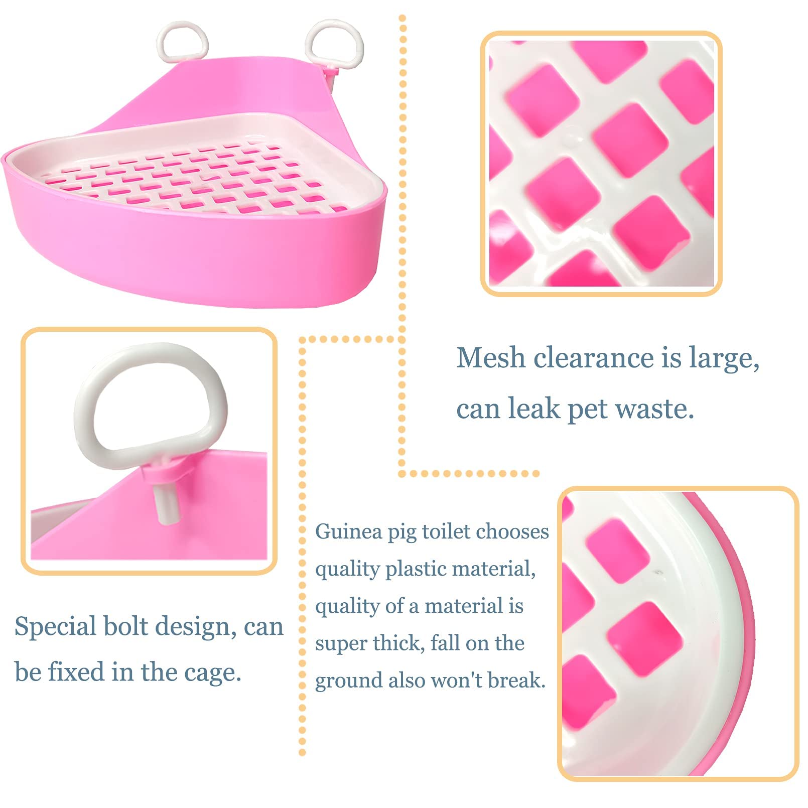Hamiledyi Guinea Pig Potty Trainer Corner, Small Animals Triangle Plastic Litter Box, Bedding Litter Box Pee Pan Tray Toilet For