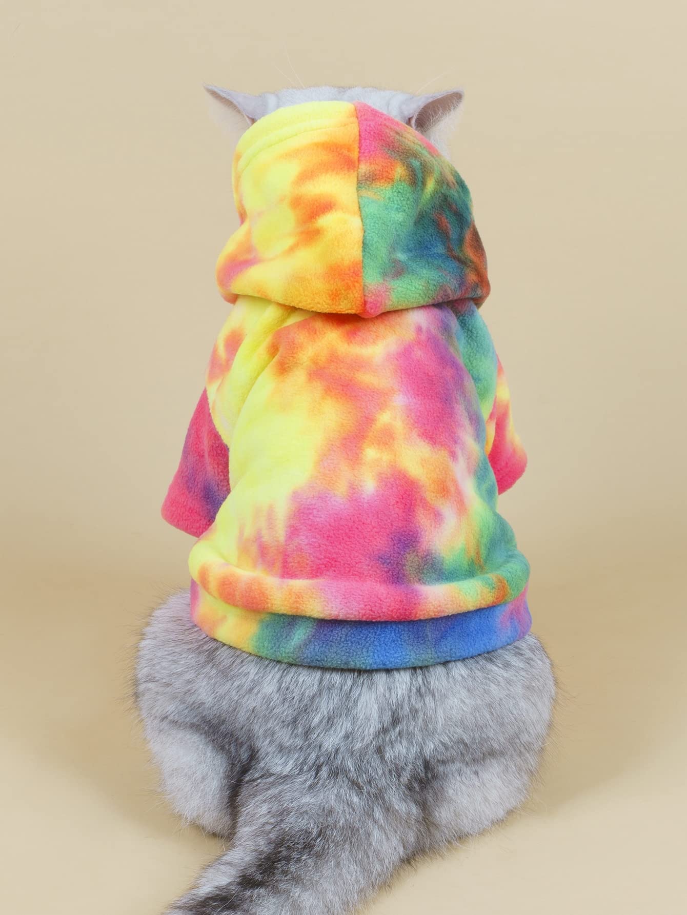 Qweee Dog Coat & Hoodie - Tie Dye Warm Winter Sweatshirt For Cat & Puppy - Small To Medium Dogs - Multicolor