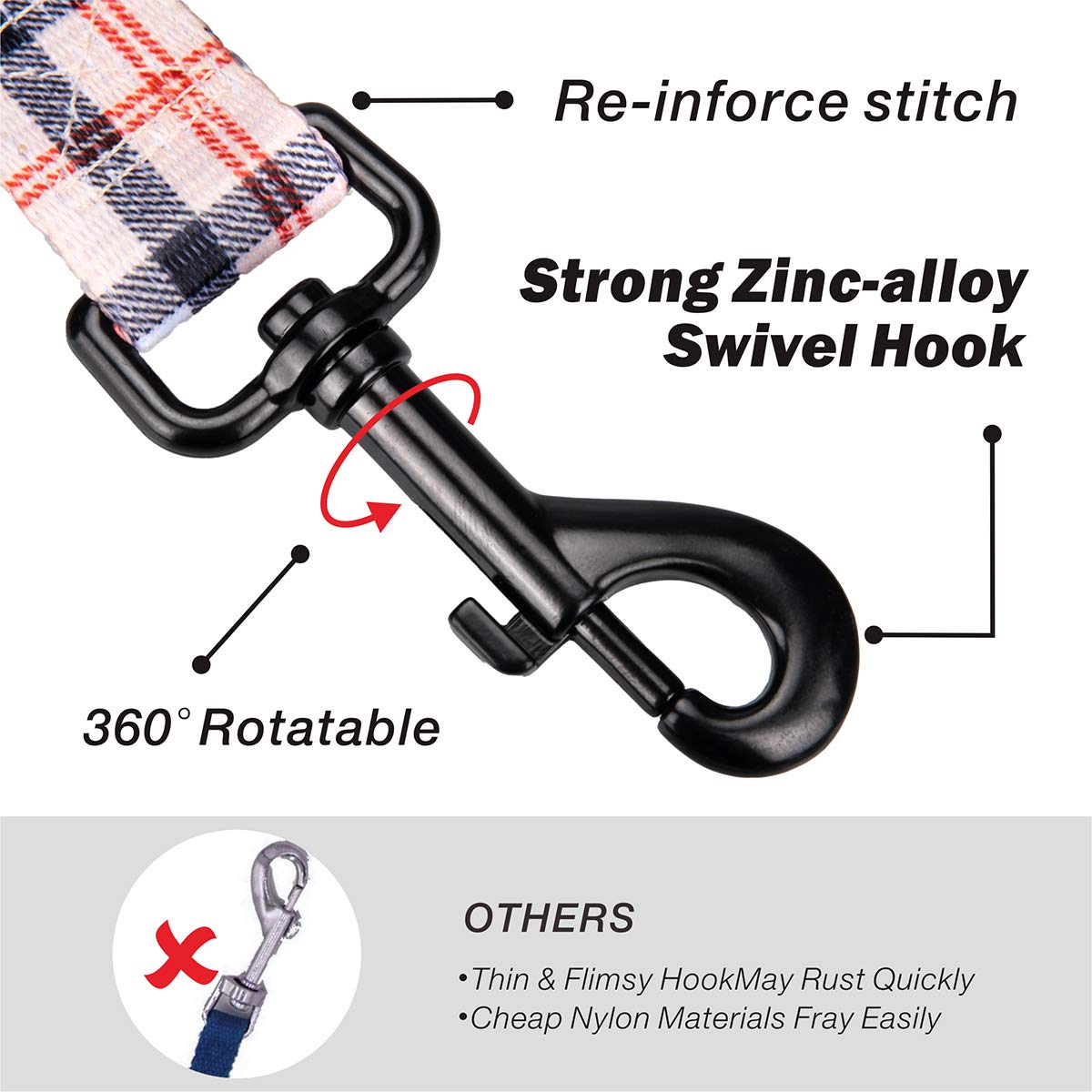 Poypet 5 Feet Dog Leash With Padded Handle For Small Medium And Large Dogs(Checkered Beige)