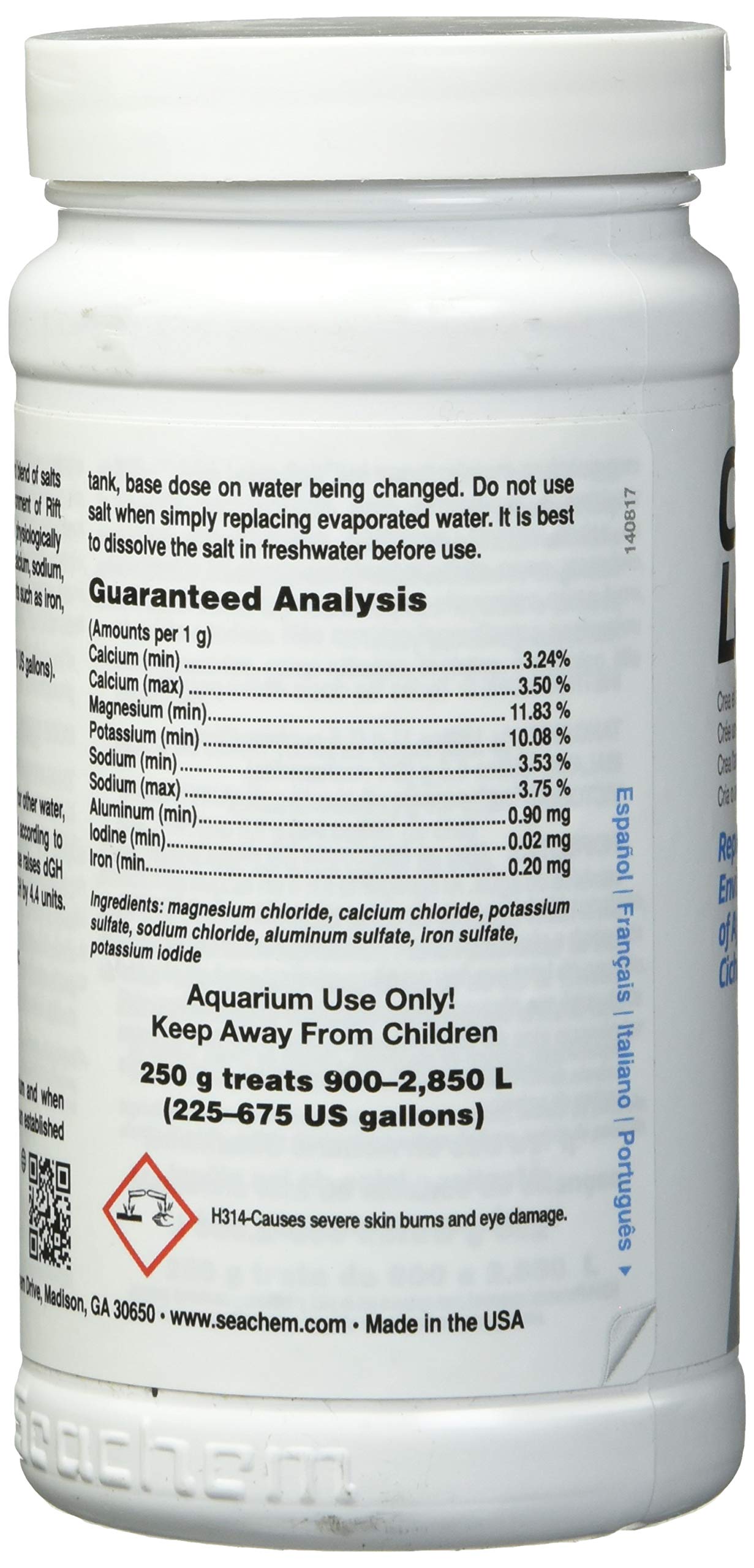Seachem Cichlid Lake Salt - 250 g / 8.8 oz - Essential Aquarium Mineral Supplement